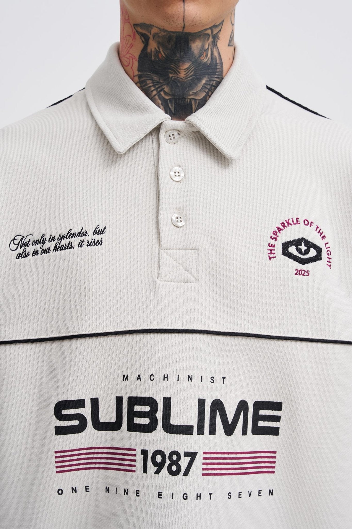 Erkek Sublime Printed Polo Sweatshirt Uzay Grisi