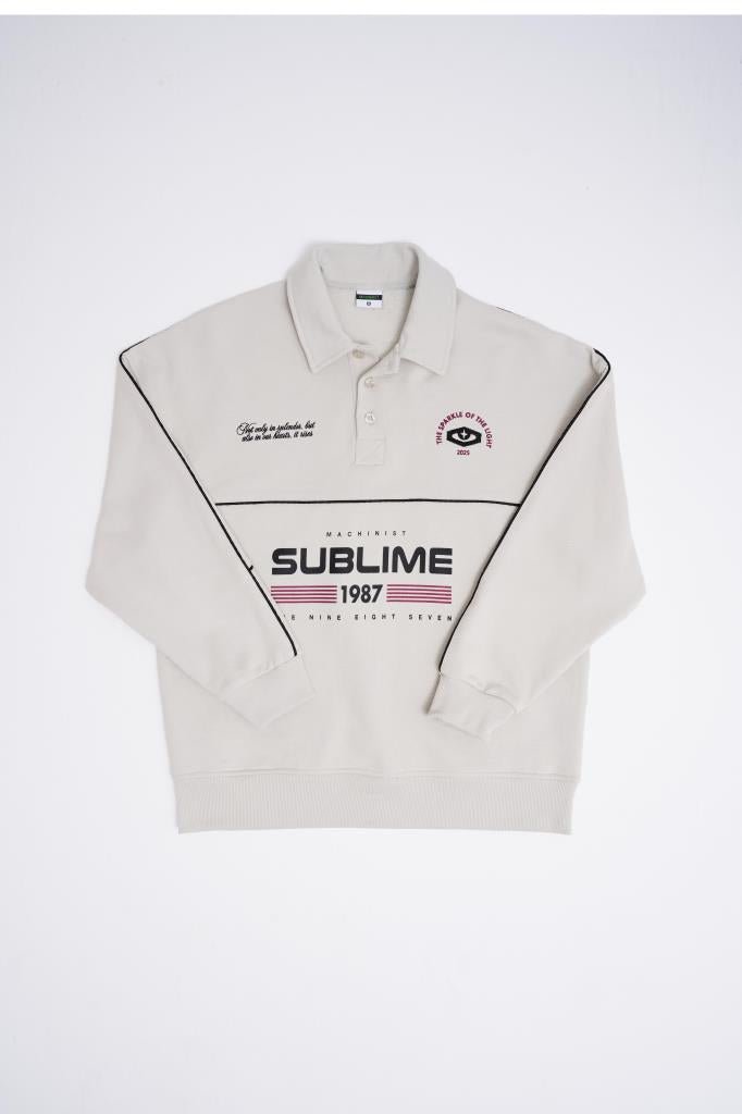 Erkek Sublime Printed Polo Sweatshirt Uzay Grisi