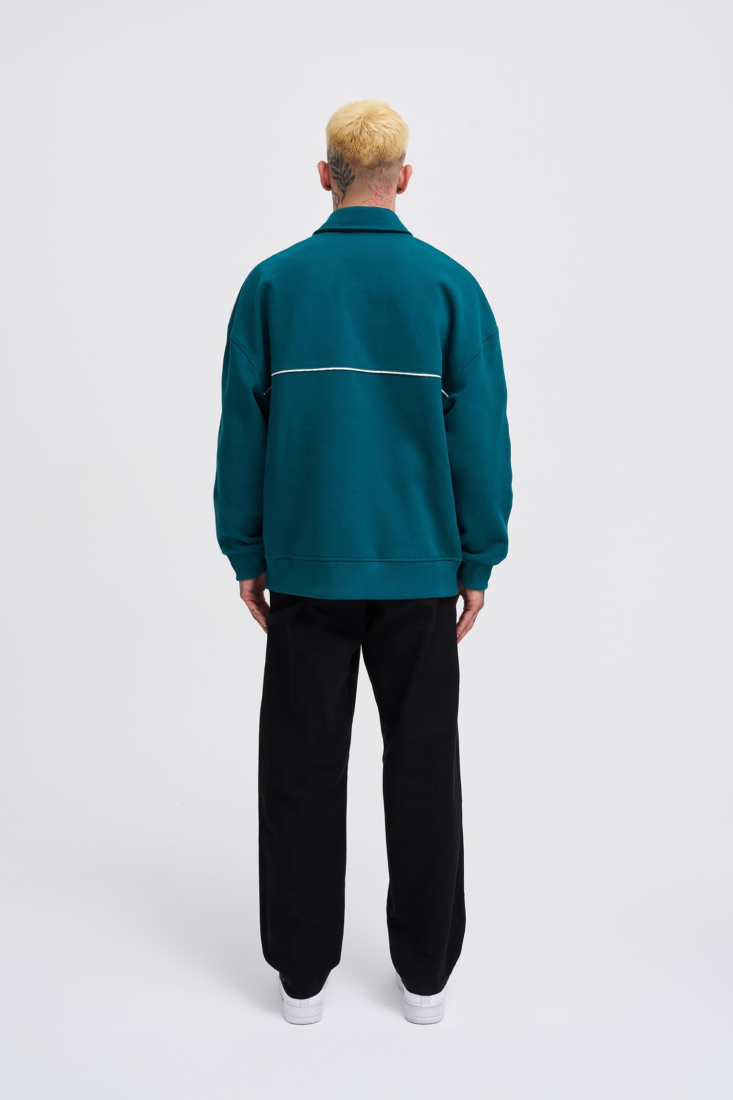 Erkek Sublime Printed Polo Sweatshirt Yağ Yeşili