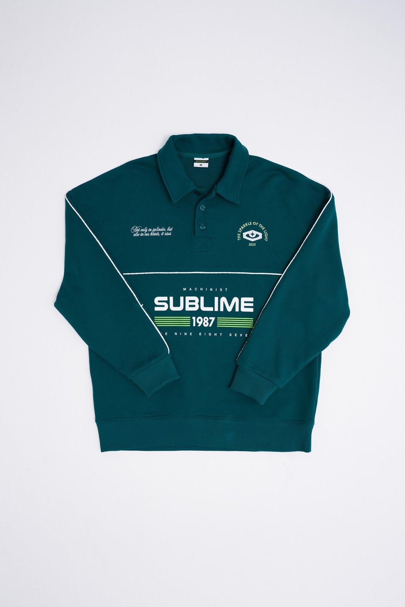 Erkek Sublime Printed Polo Sweatshirt Yağ Yeşili