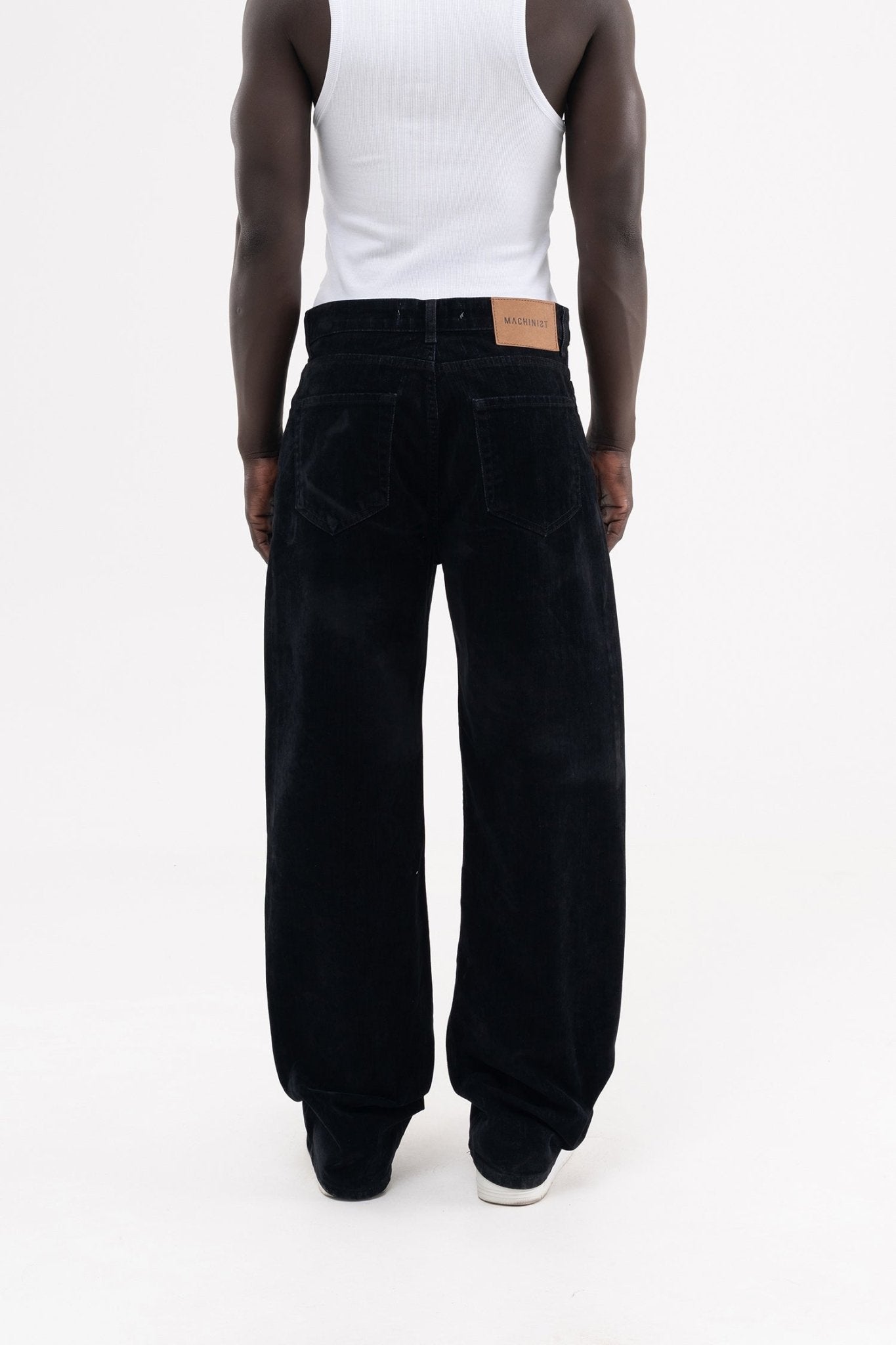 Erkek Suede Finish Baggy Jean Pantolon Siyah