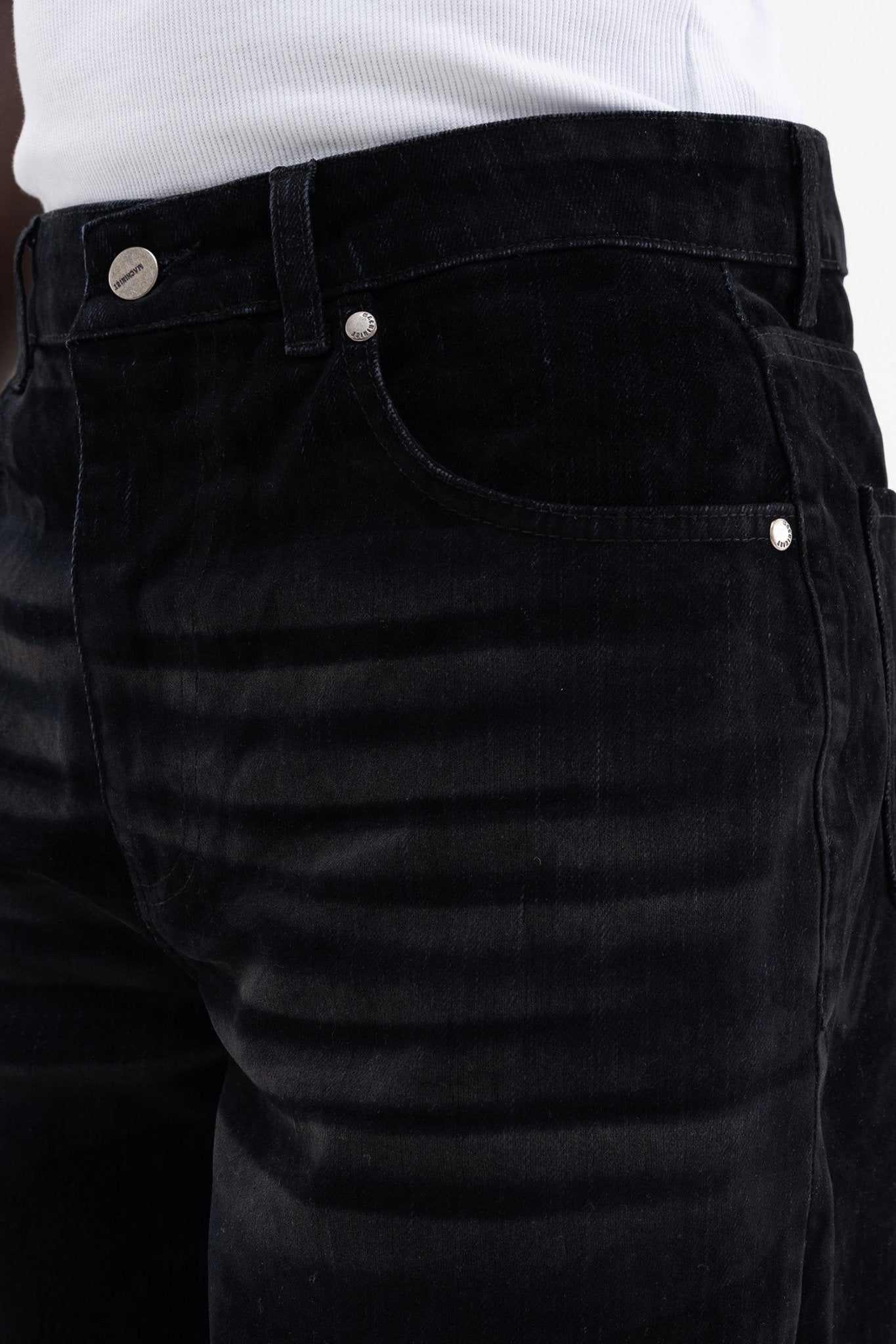 Erkek Suede Finish Baggy Jean Pantolon Siyah