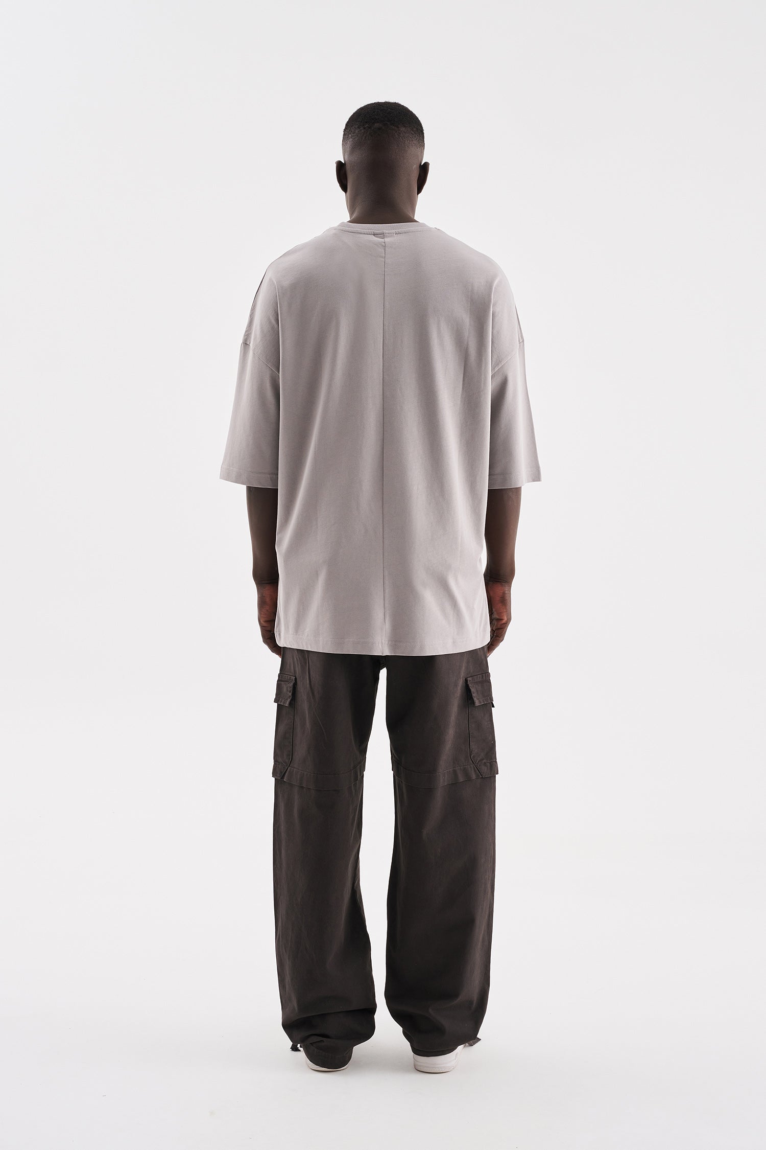 Erkek Süper Oversize Basic Tişört Açık Gri-8