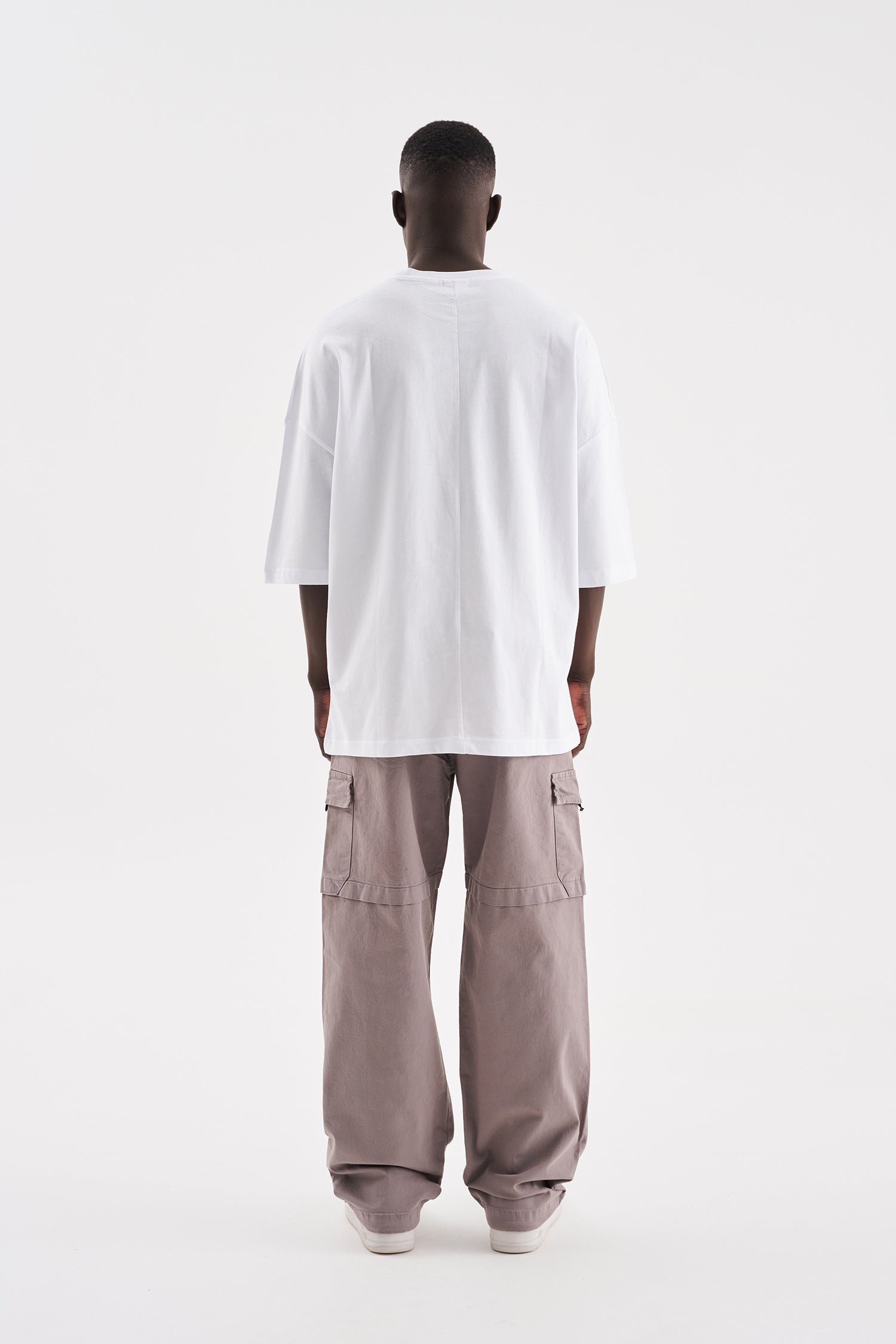Erkek Süper Oversize Basic Tişört Beyaz-8