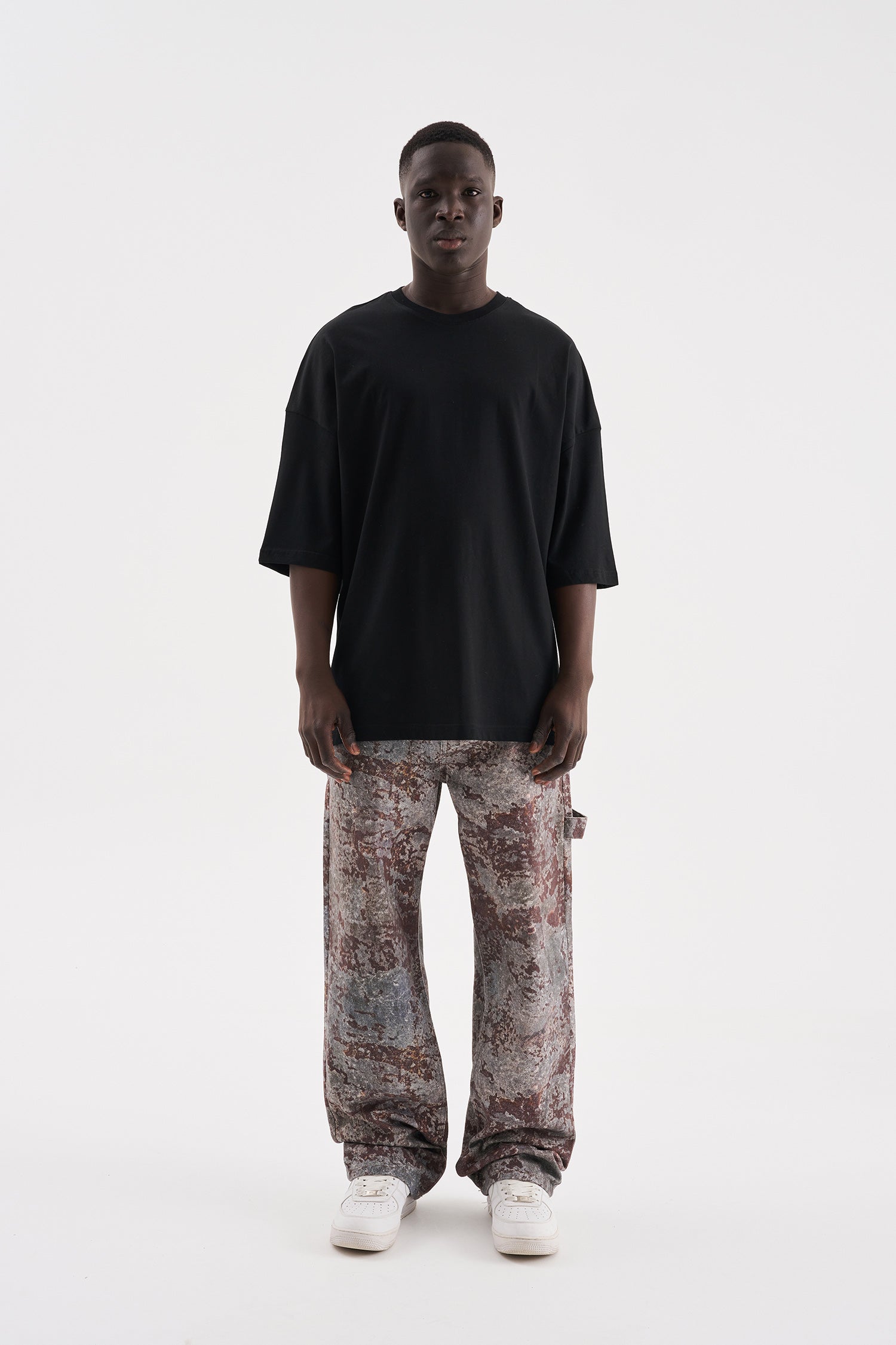 Erkek Süper Oversize Basic Tişört Siyah-6