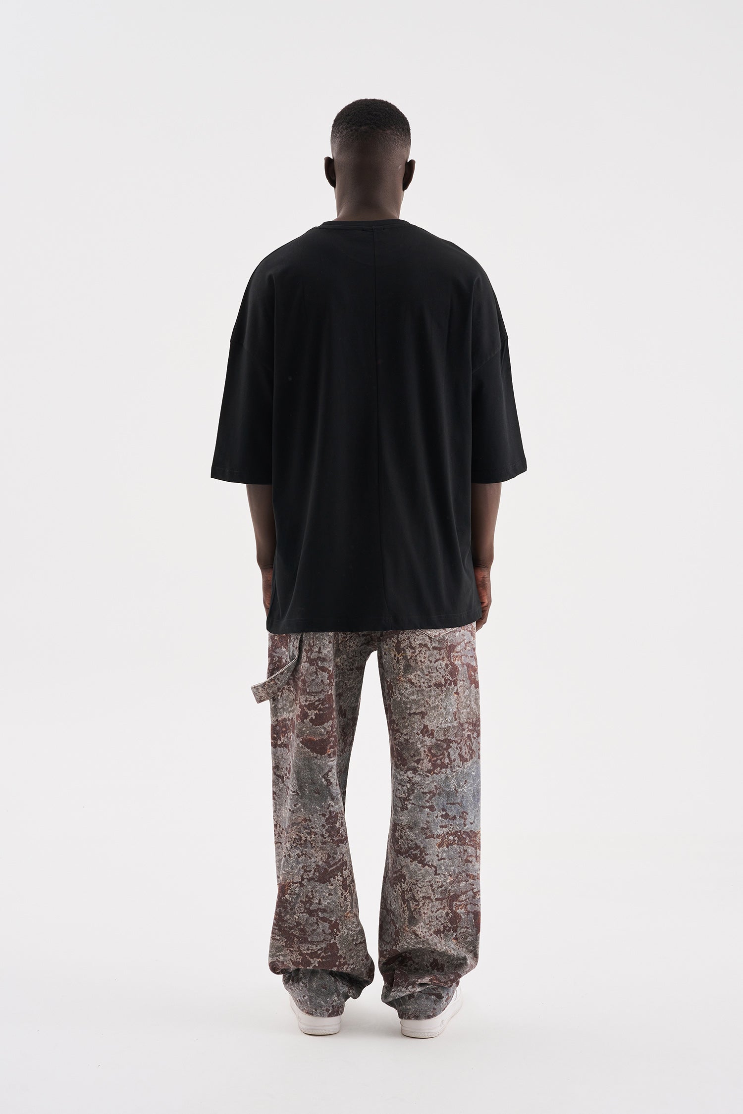 Erkek Süper Oversize Basic Tişört Siyah-8