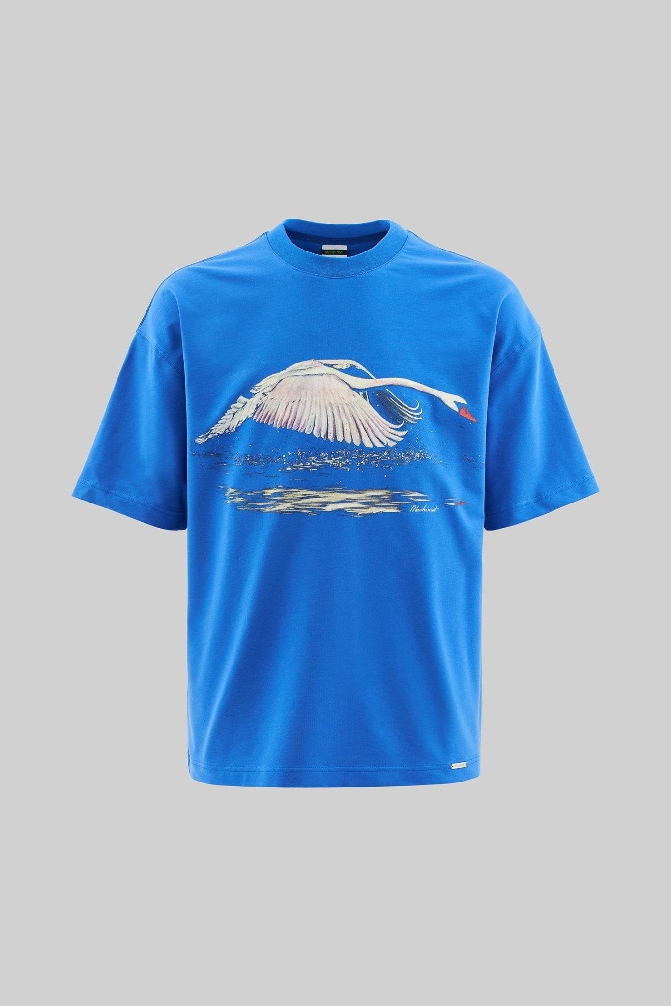 Erkek Swan Printed Oversi̇ze Ti̇şört Açık Mavi