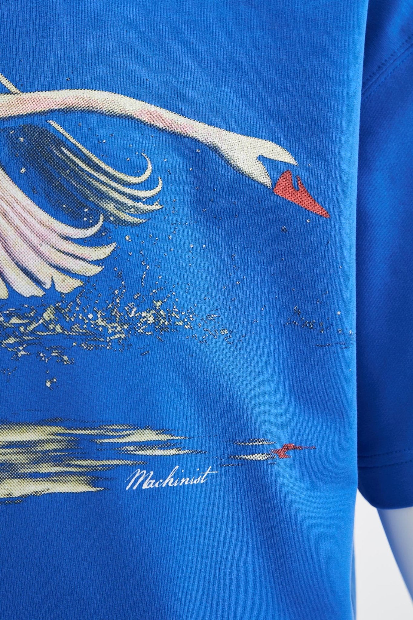 Erkek Swan Printed Oversi̇ze Ti̇şört Açık Mavi