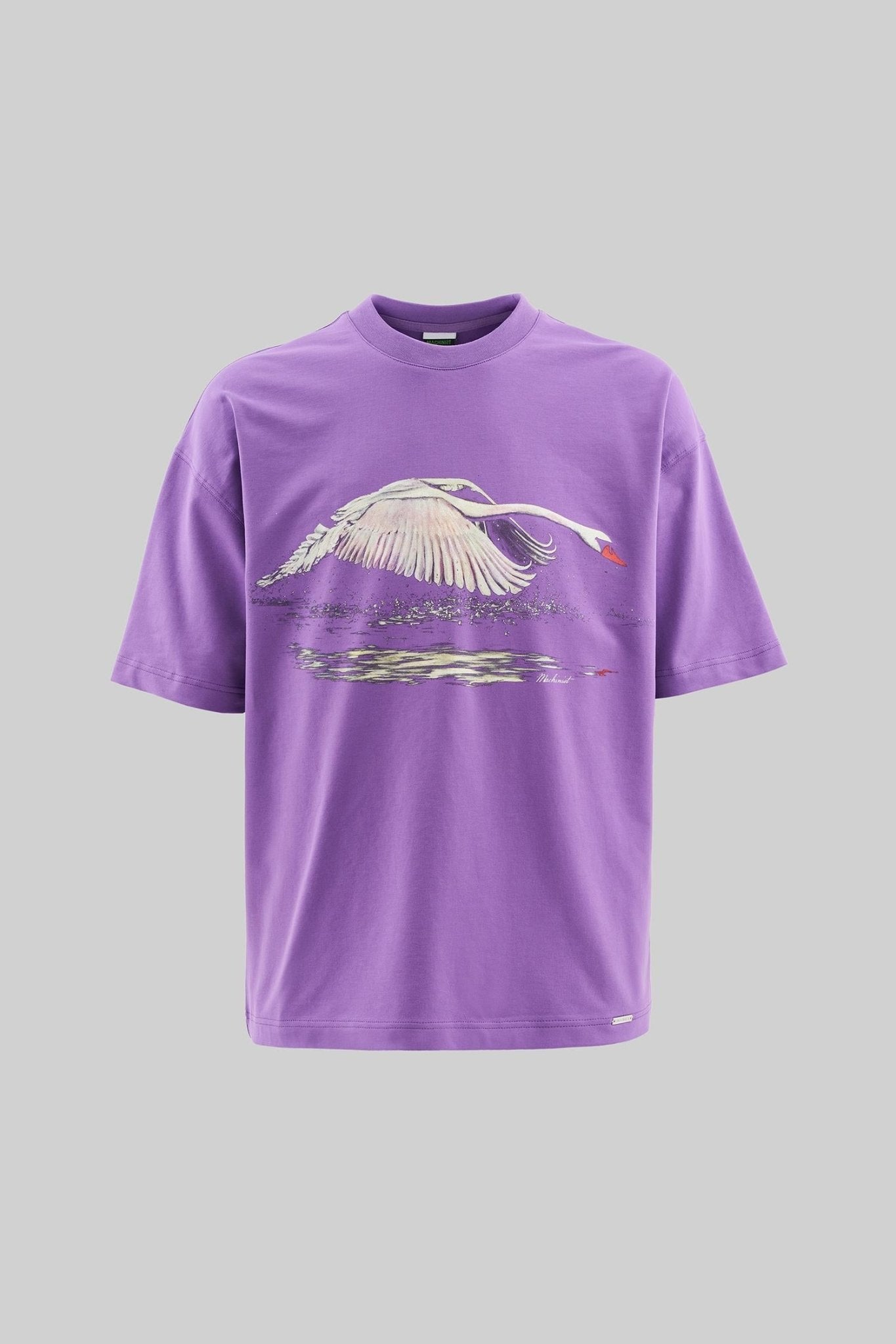 Erkek Swan Printed Oversi̇ze Ti̇şört Mor