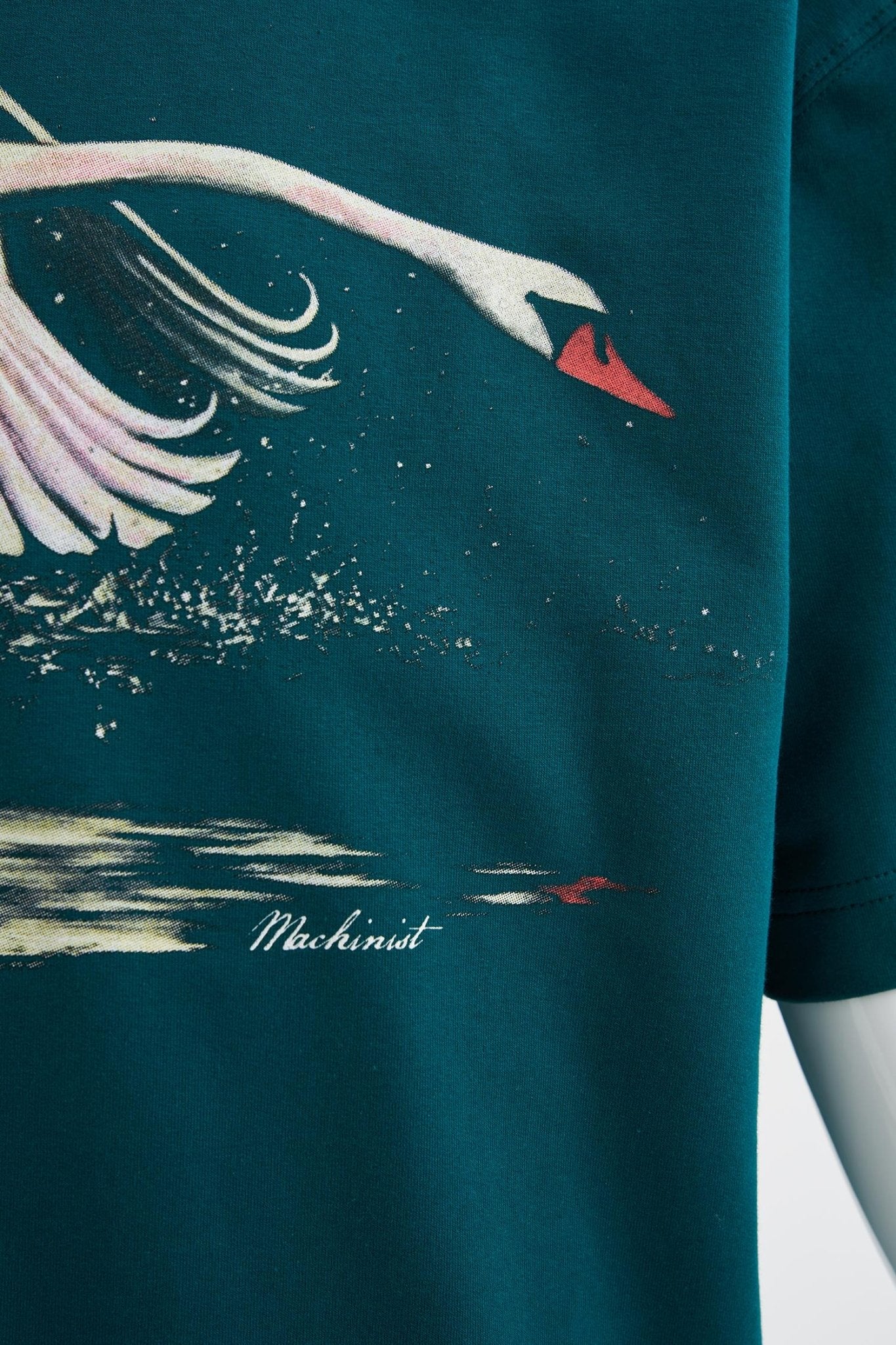 Erkek Swan Printed Oversi̇ze Ti̇şört Yağ Yeşili