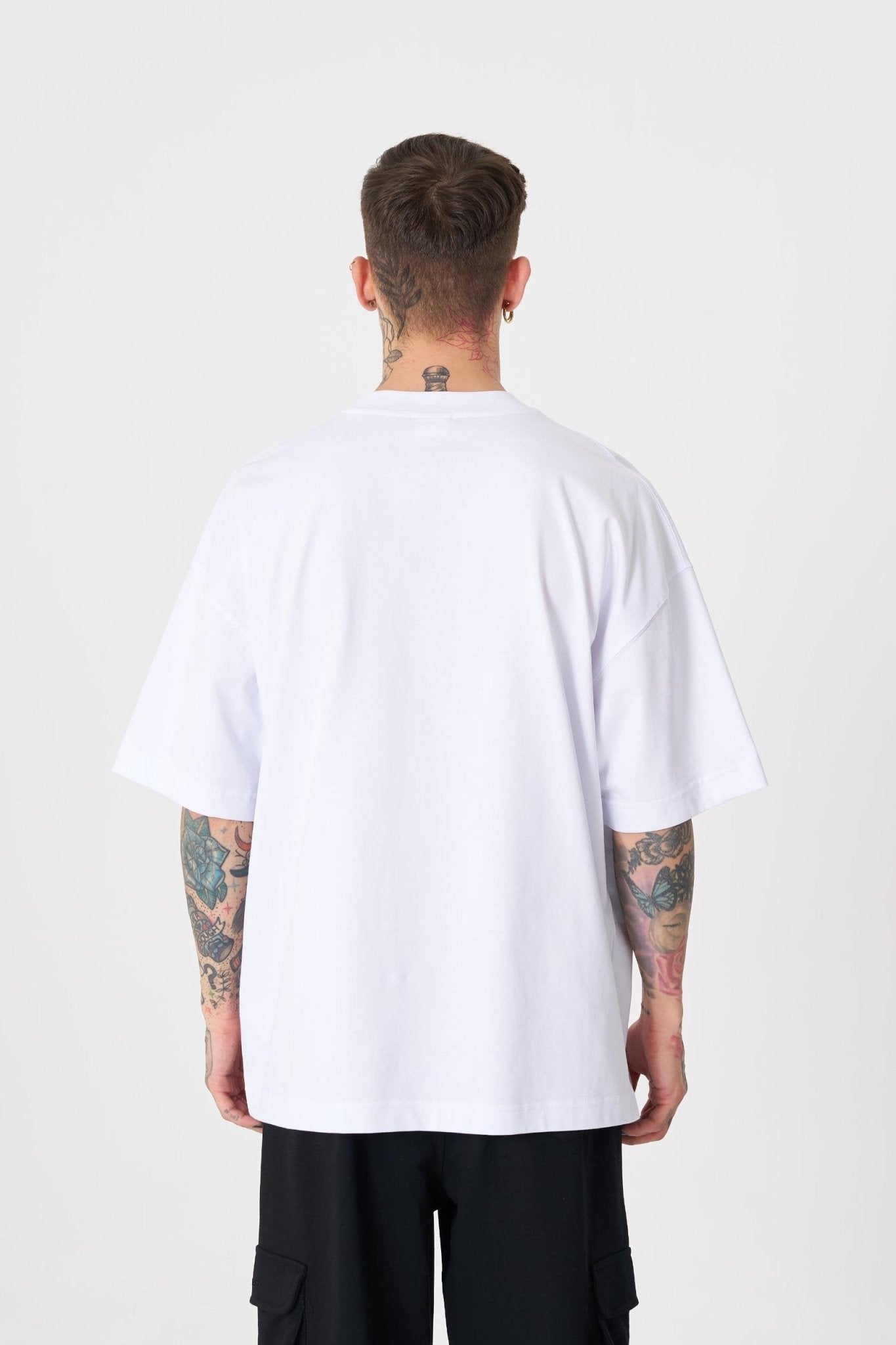 Erkek Sylvester Baskılı Oversize Tişört Beyaz