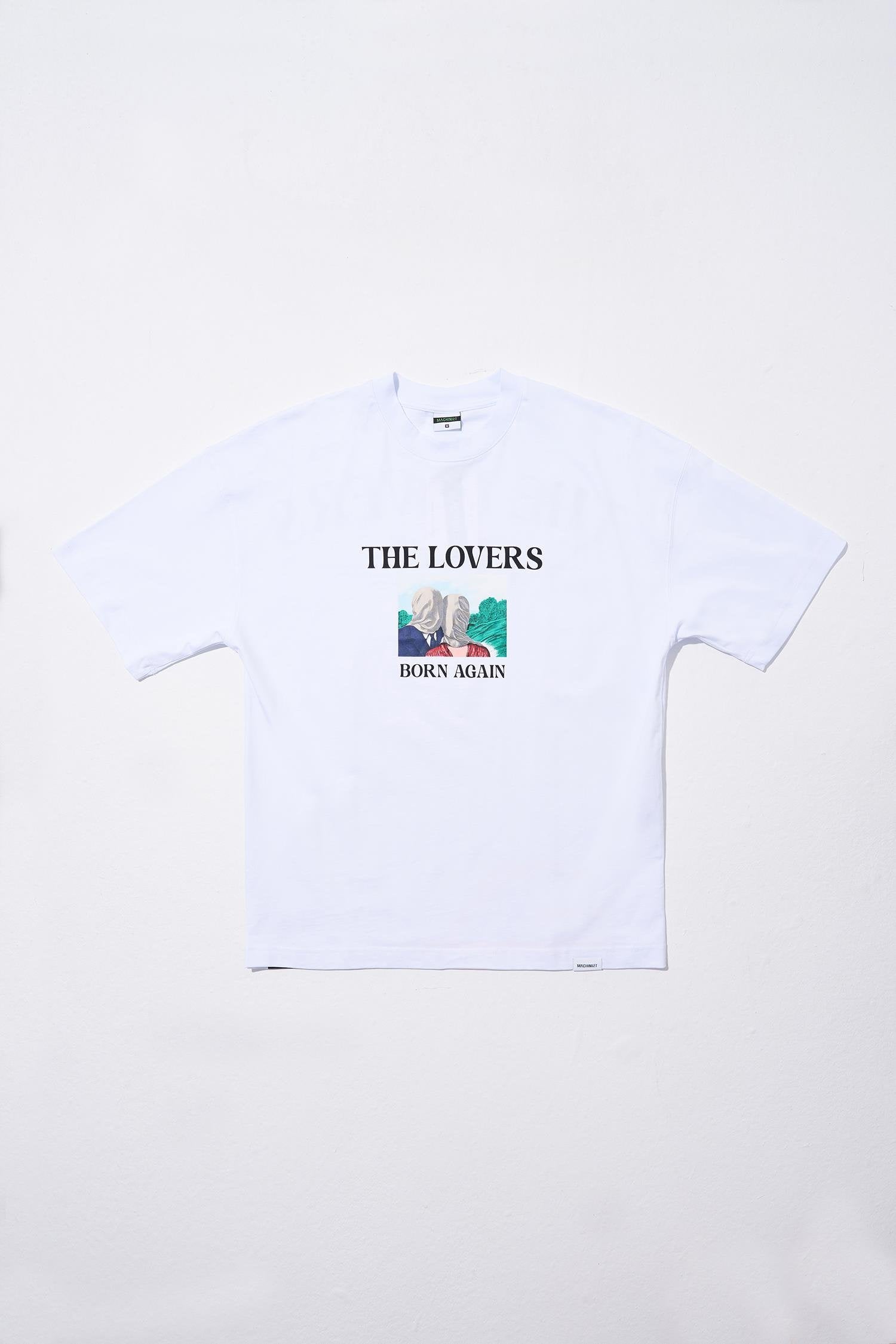 Erkek The Lovers Baskılı Oversize Tişört Beyaz