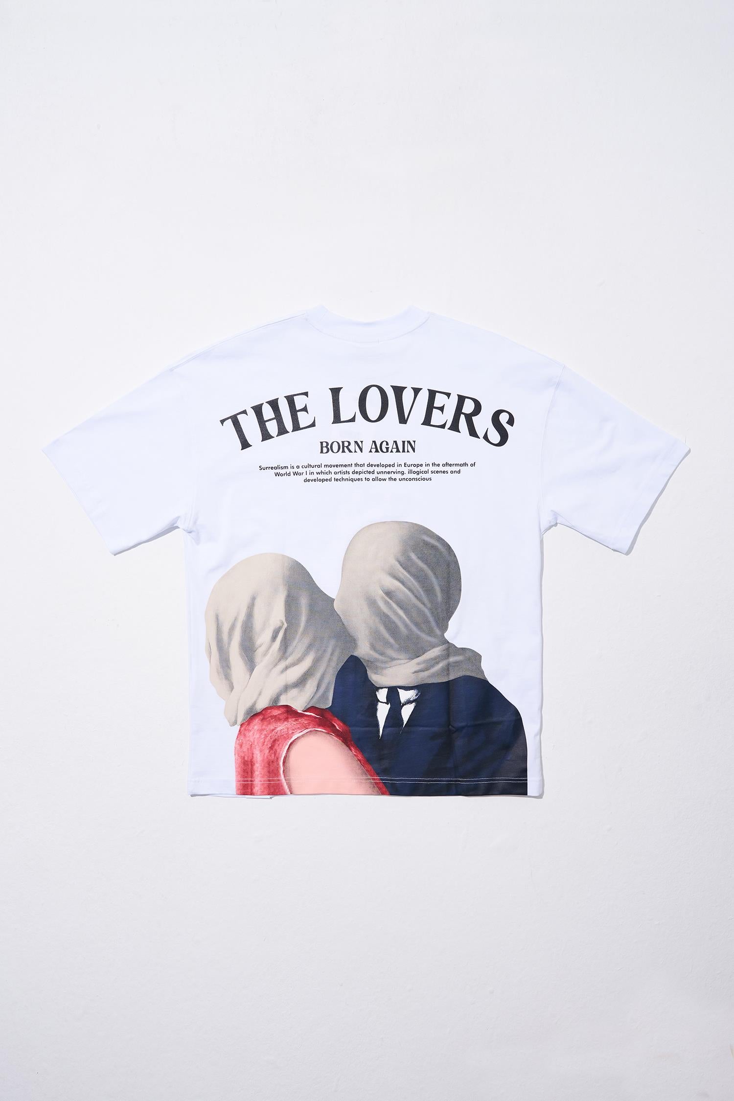 Erkek The Lovers Baskılı Oversize Tişört Beyaz