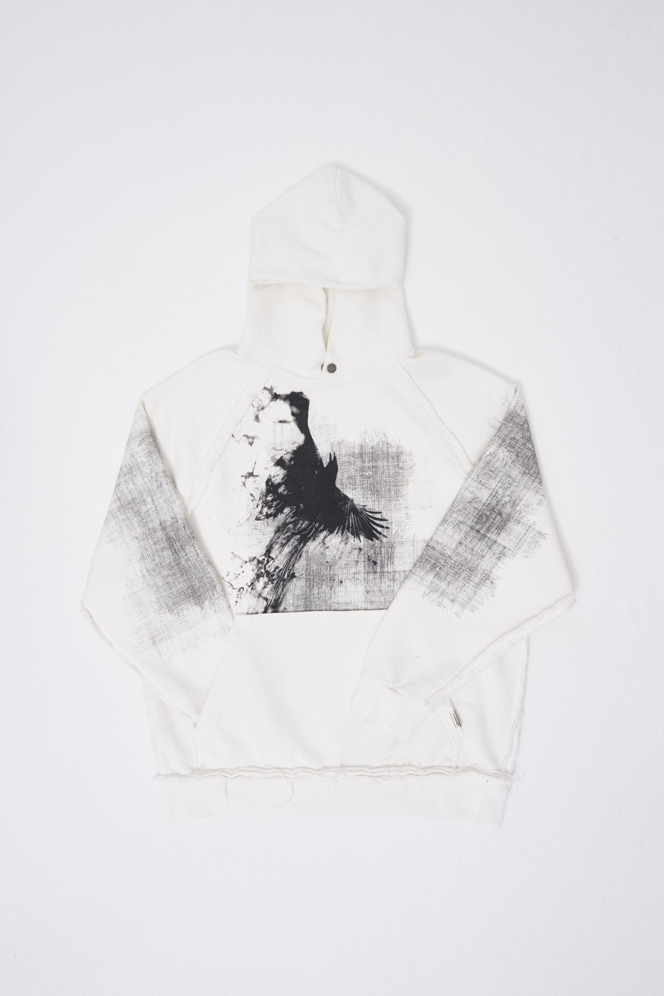Erkek Tumbled Printed Kapüşonlu Sweatshirt Ekru