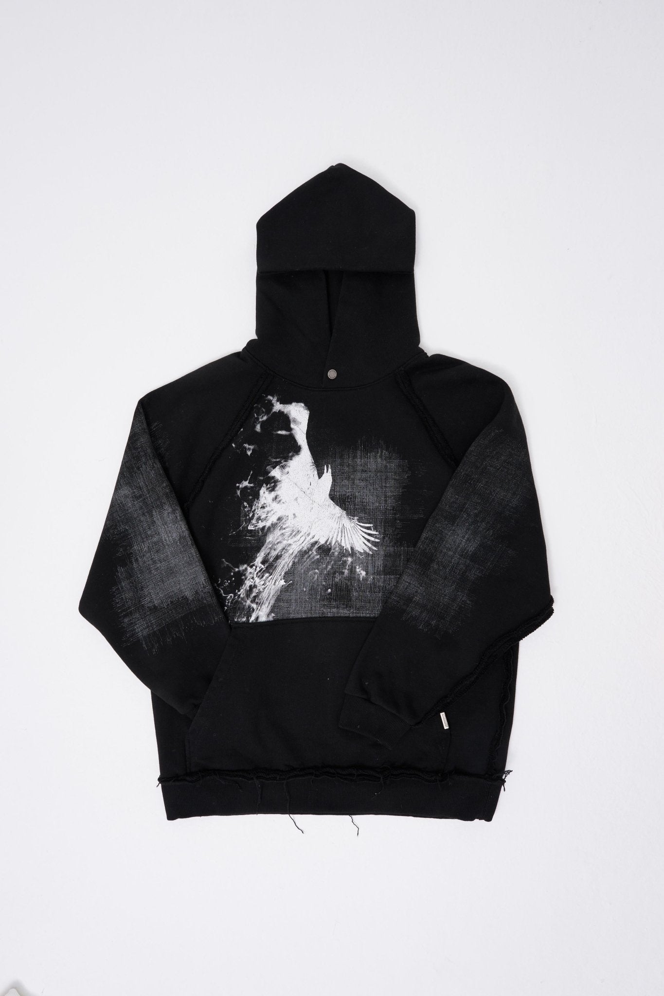 Erkek Tumbled Printed Kapüşonlu Sweatshirt Siyah