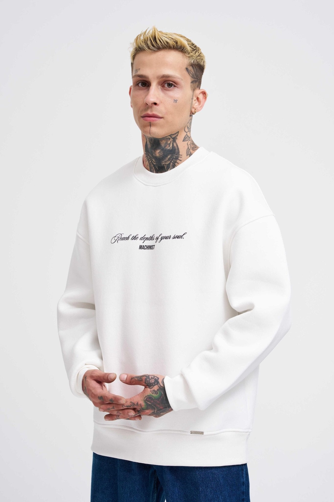 Erkek Veiled Virgin Printed Sweatshirt Ekru