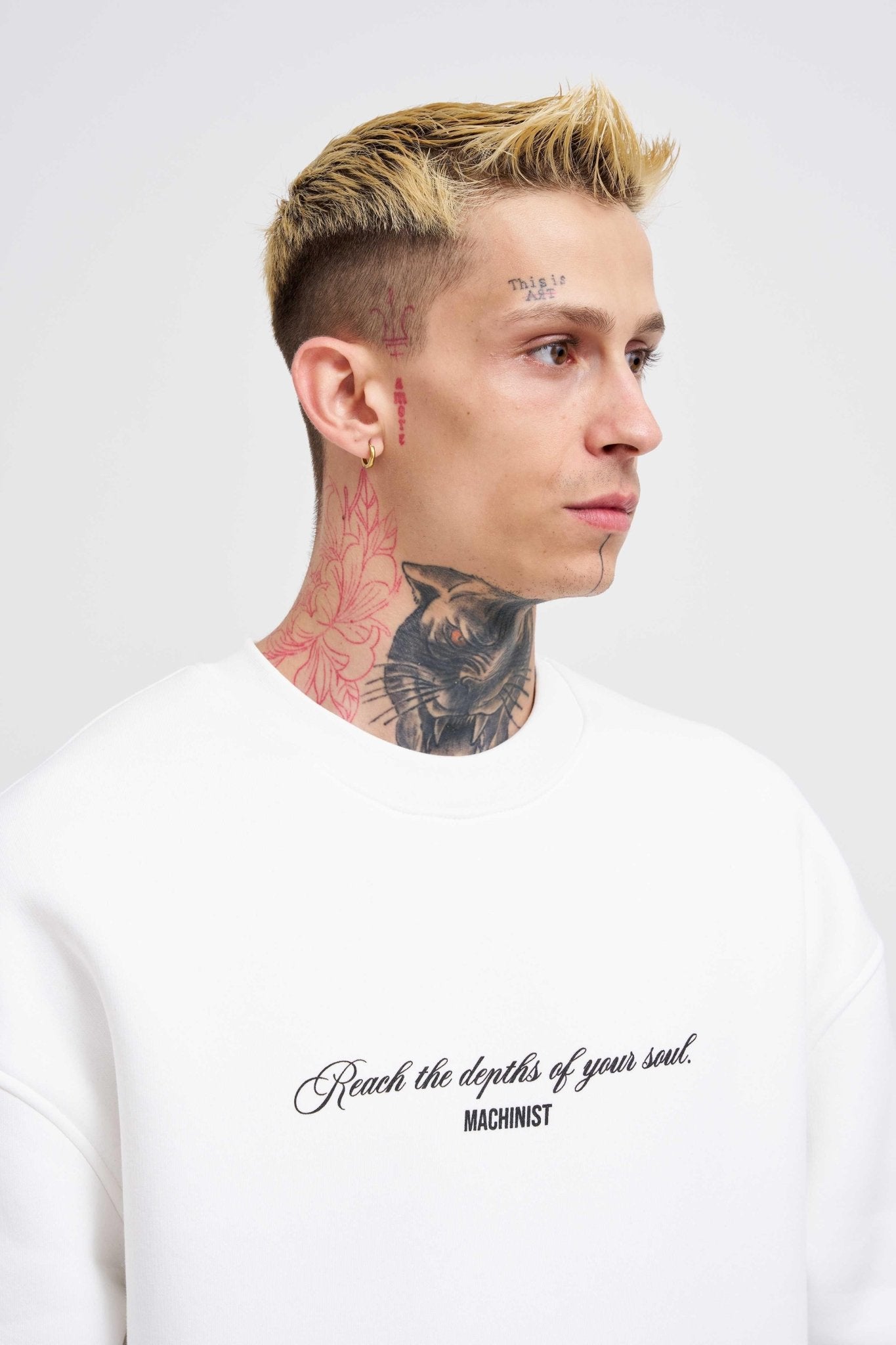 Erkek Veiled Virgin Printed Sweatshirt Ekru