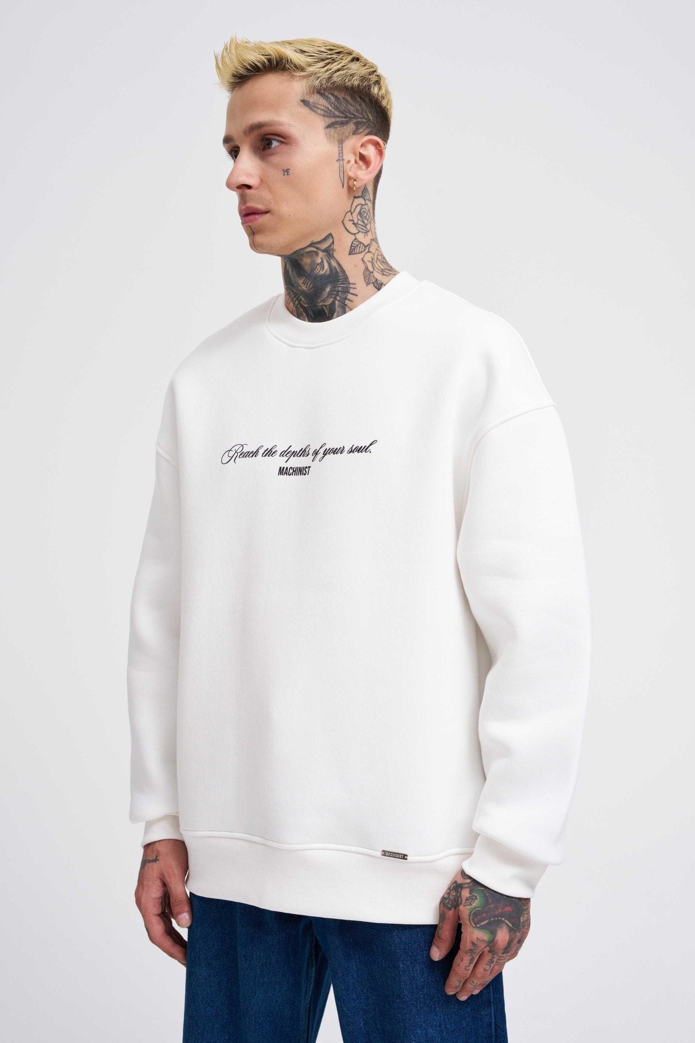 Erkek Veiled Virgin Printed Sweatshirt Ekru