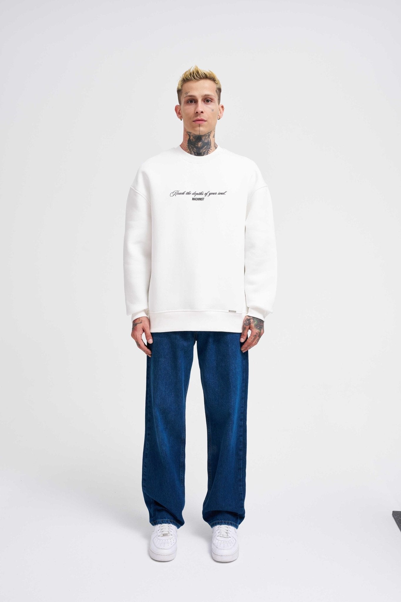 Erkek Veiled Virgin Printed Sweatshirt Ekru