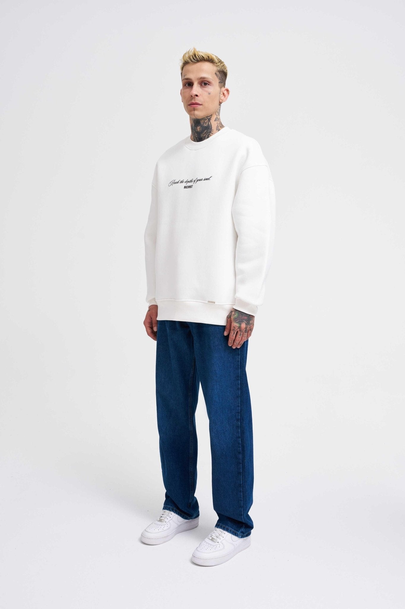 Erkek Veiled Virgin Printed Sweatshirt Ekru