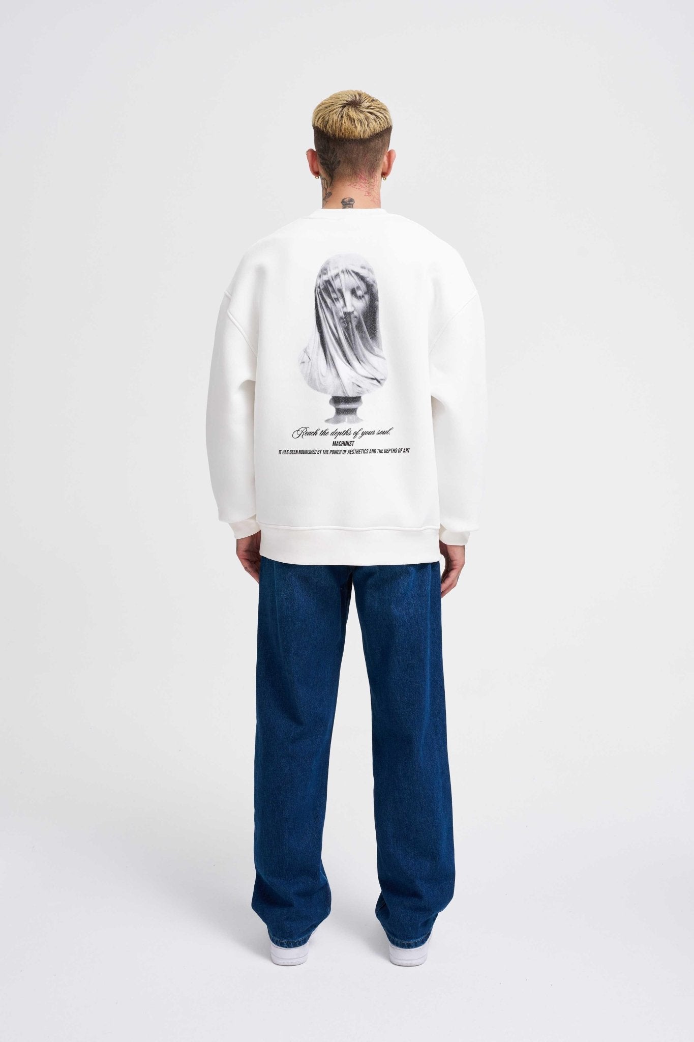 Erkek Veiled Virgin Printed Sweatshirt Ekru