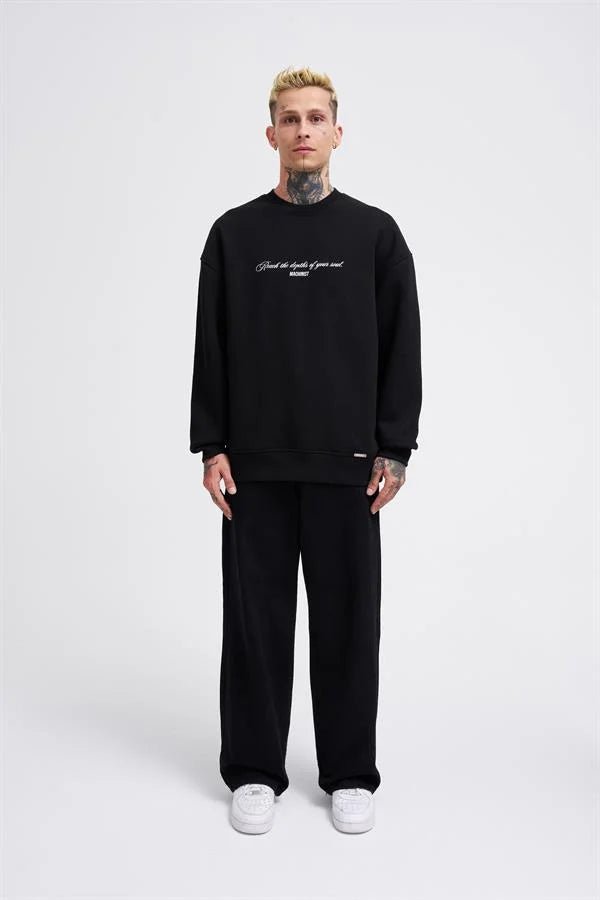 Erkek Veiled Virgin Printed Sweatshirt Siyah