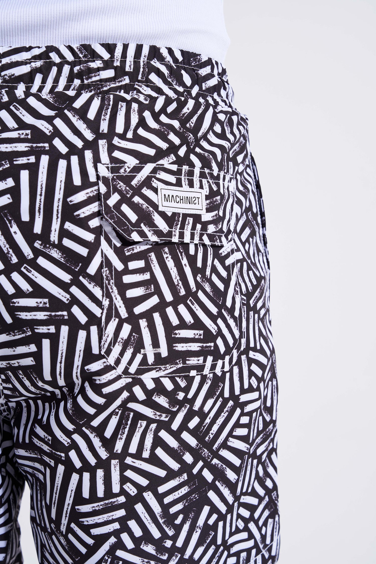 Erkek Wicker Texture Deniz Şortu Siyah-Beyaz-3