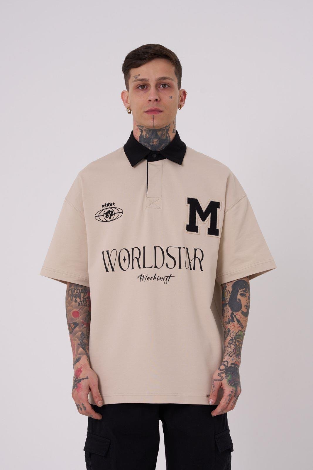 Erkek World Star Polo Yaka Tişört Açık Bej