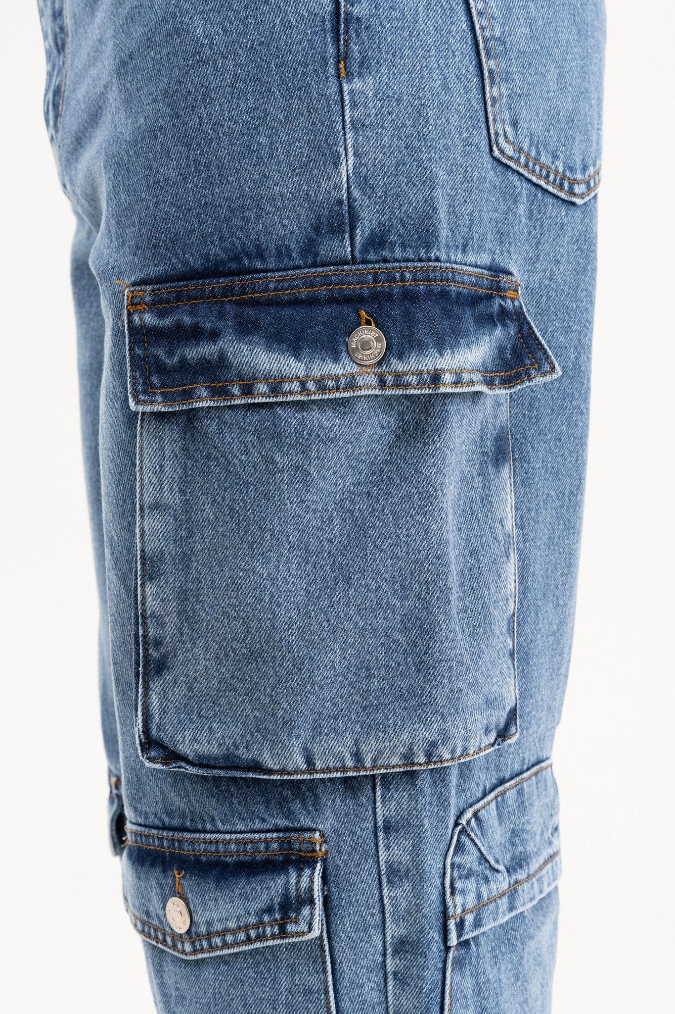 Erkek Yan Cepli Baggy Jean Pantolon Mavi