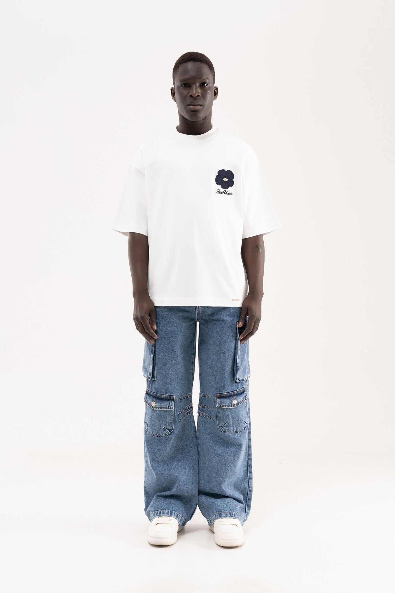 Erkek Yan Cepli Baggy Jean Pantolon Mavi
