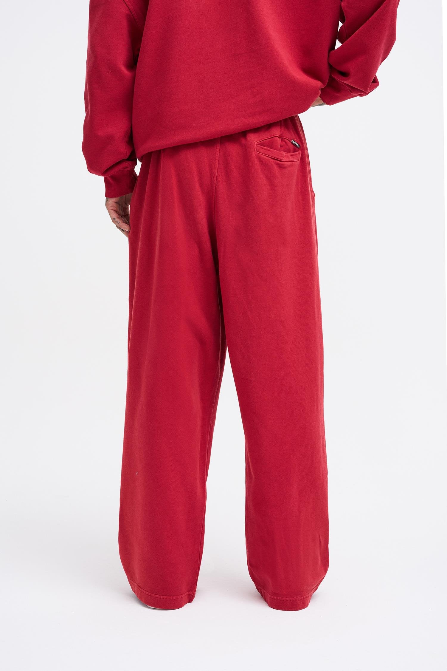 Erkek Yıkamalı Basic Baggy Eşofman Altı Açık Kırmızı