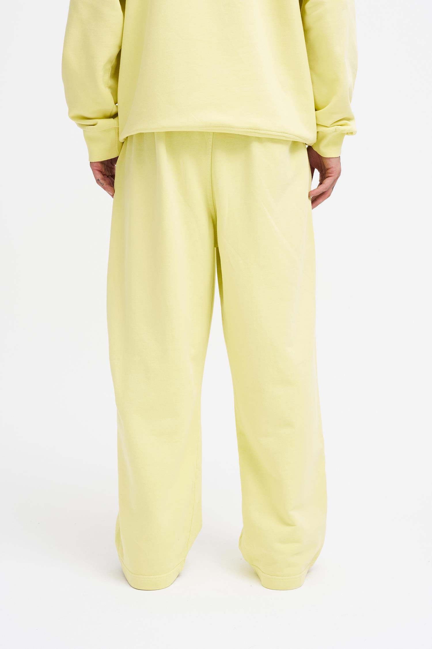 Erkek Yıkamalı Basic Baggy Eşofman Altı Açık Sarı