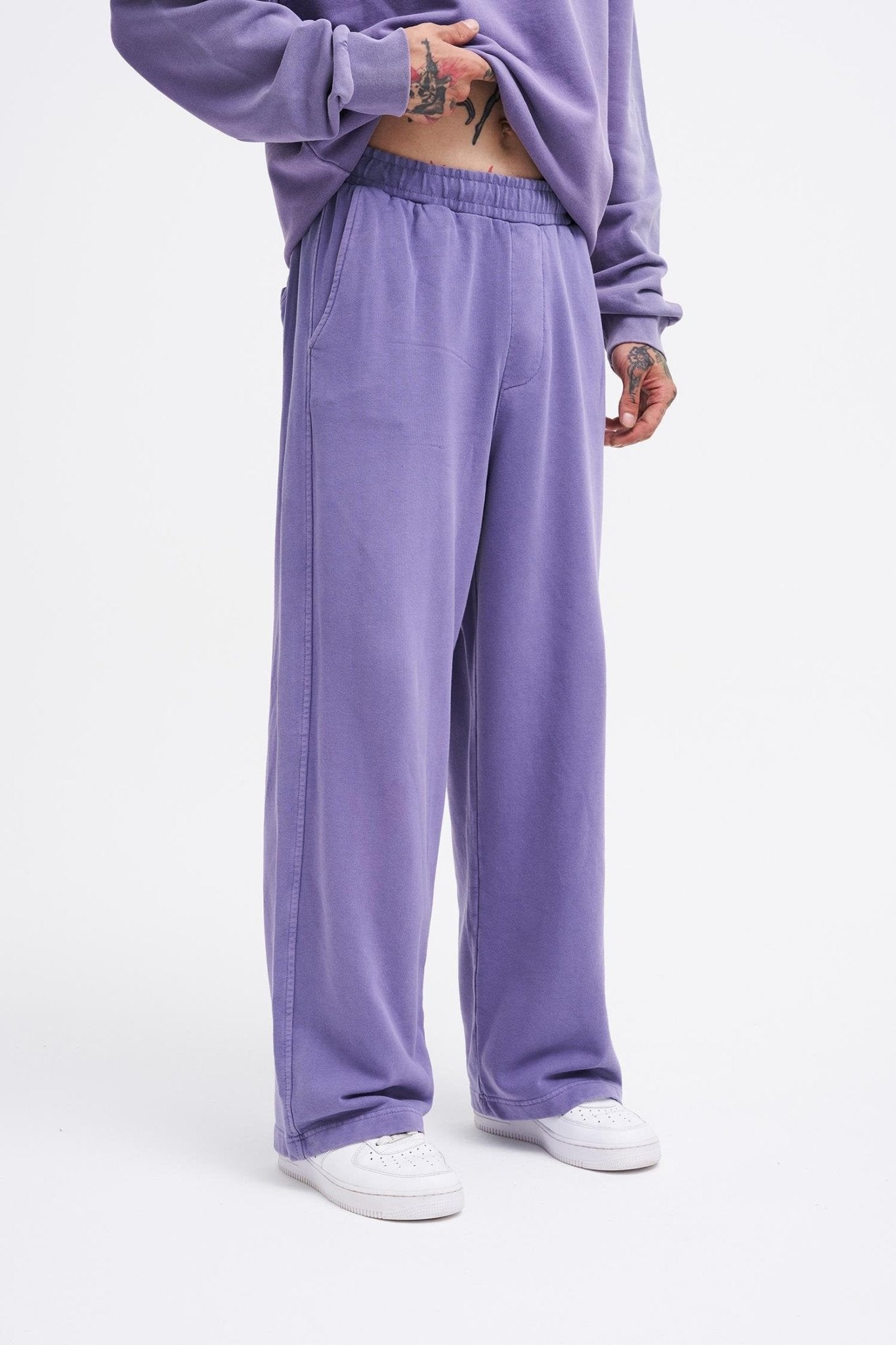 Erkek Yıkamalı Basic Baggy Eşofman Altı Mor