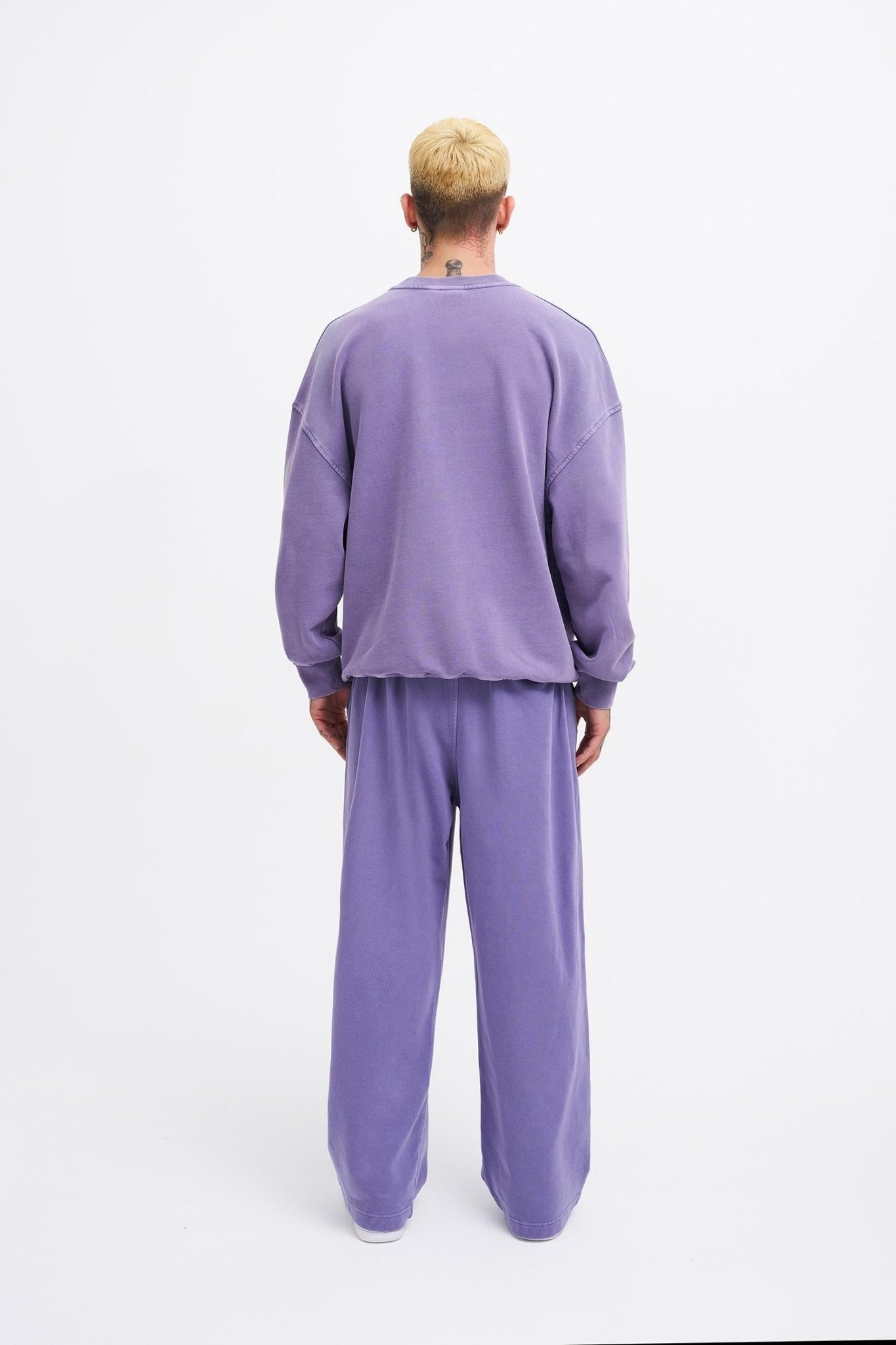 Erkek Yıkamalı Basic Baggy Eşofman Altı Mor