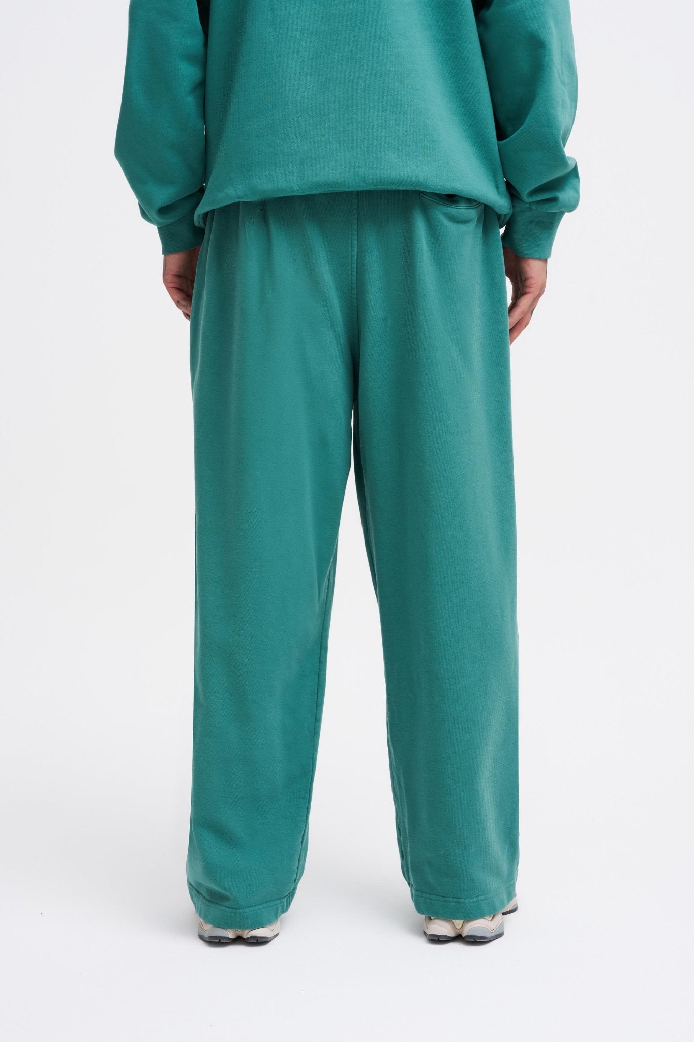 Erkek Yıkamalı Basic Baggy Eşofman Altı Yağ Yeşili