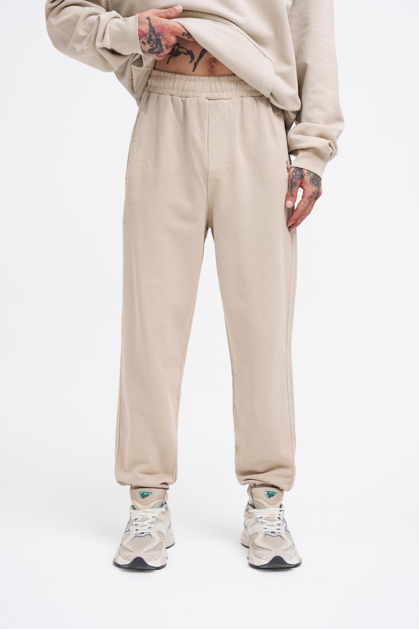 Erkek Yıkamalı Basic Jogger Eşofman Altı Açık Bej