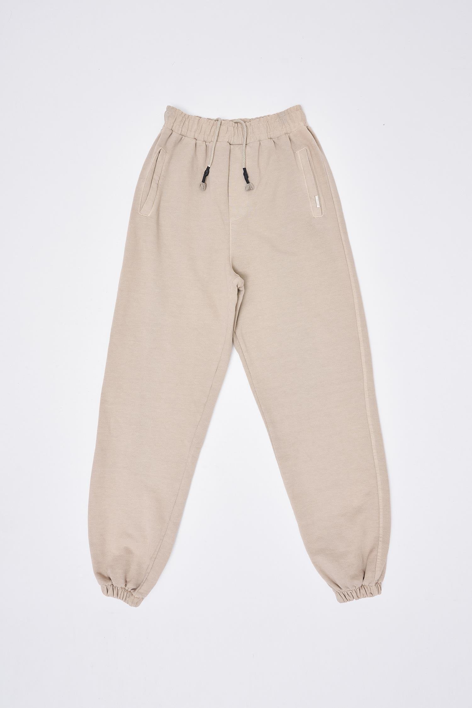 Erkek Yıkamalı Basic Jogger Eşofman Altı Açık Bej