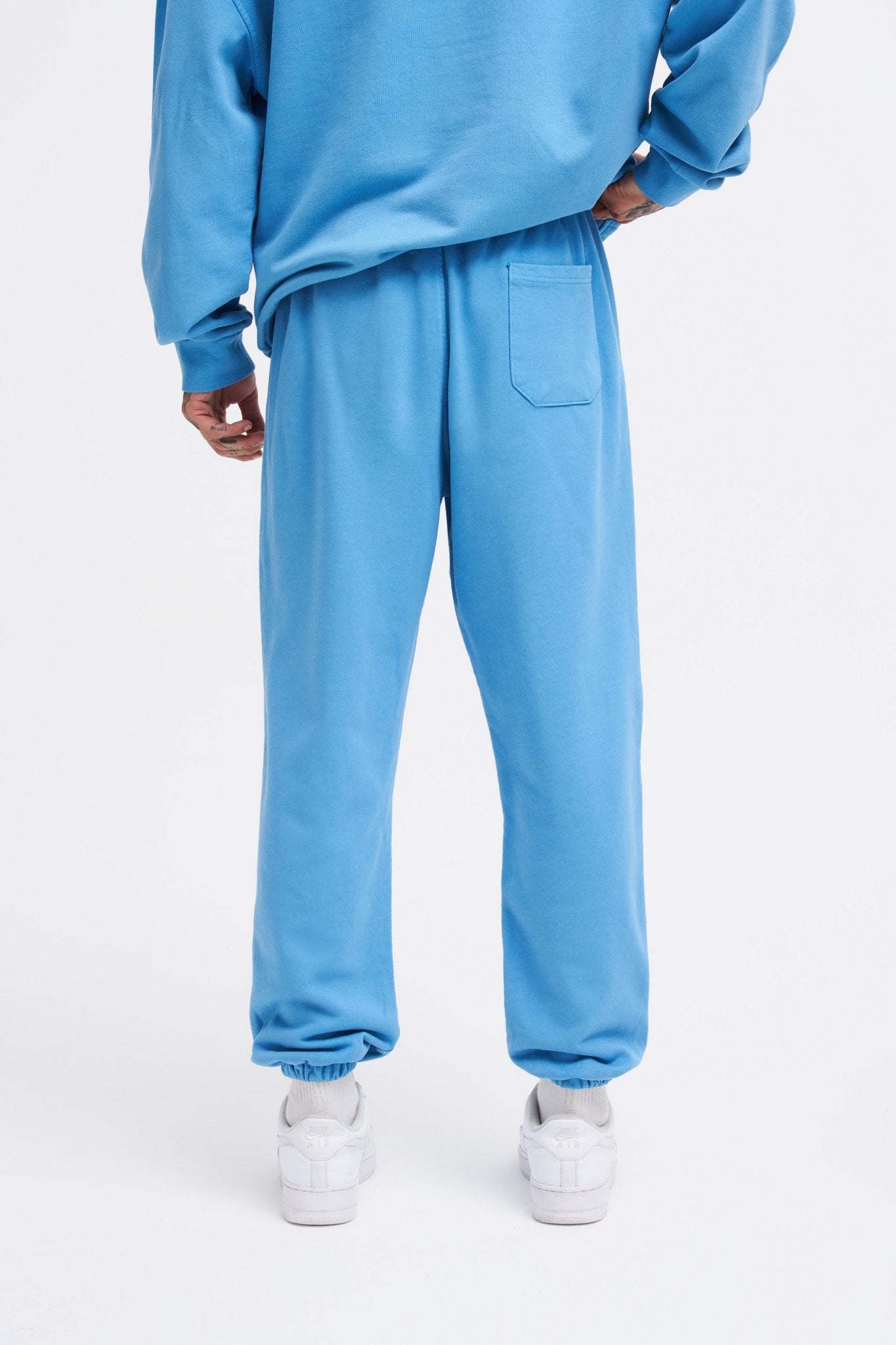 Erkek Yıkamalı Basic Jogger Eşofman Altı Açık Mavi