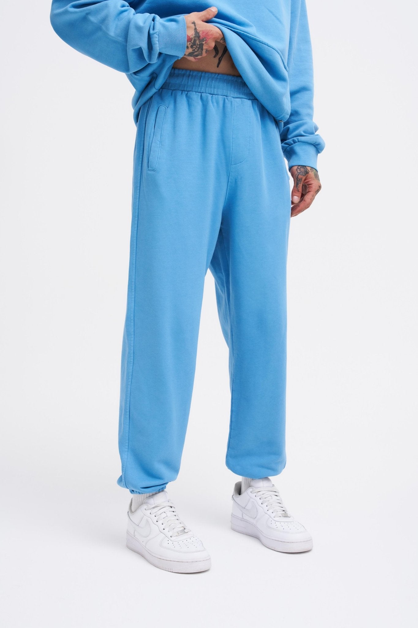 Erkek Yıkamalı Basic Jogger Eşofman Altı Açık Mavi
