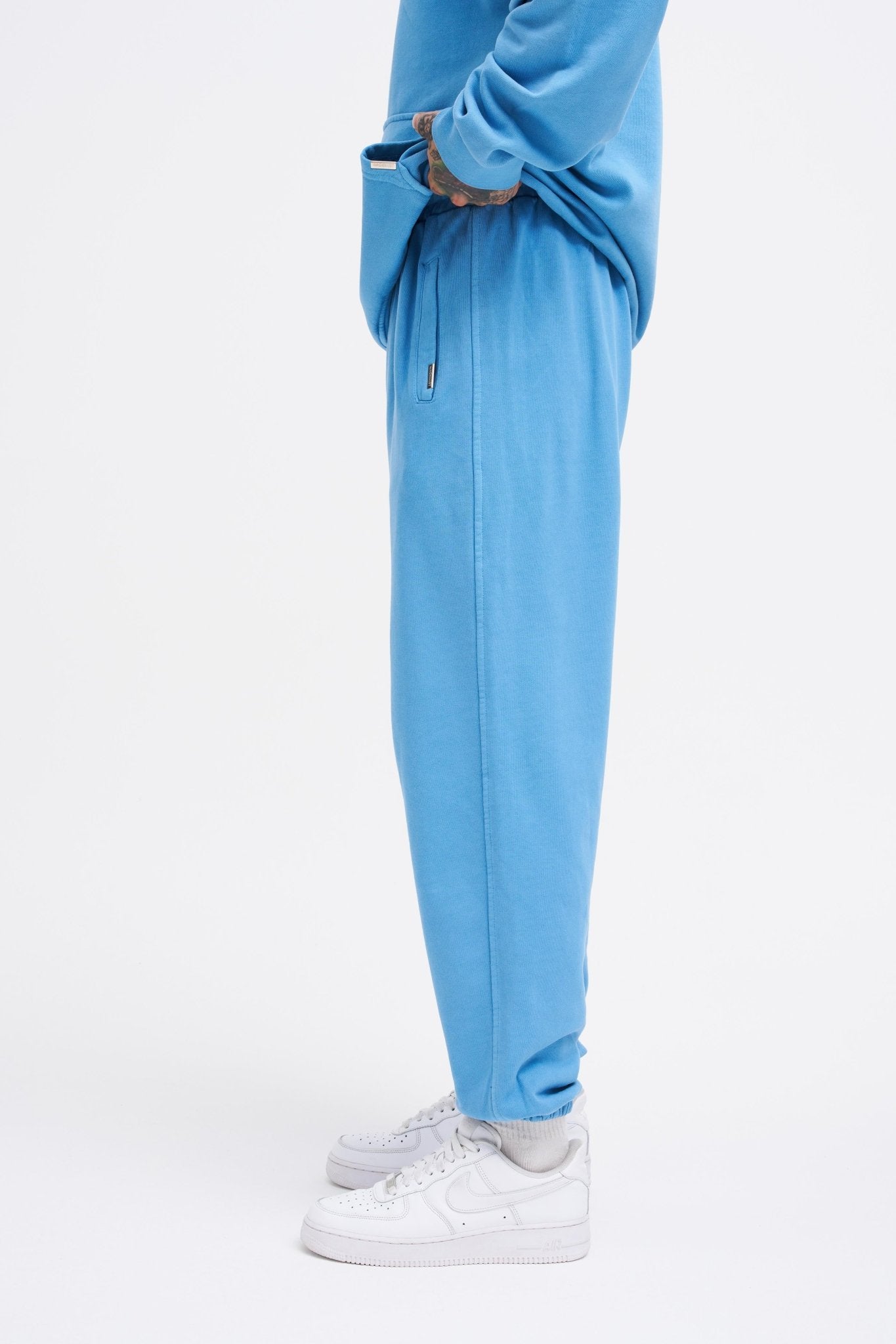 Erkek Yıkamalı Basic Jogger Eşofman Altı Açık Mavi