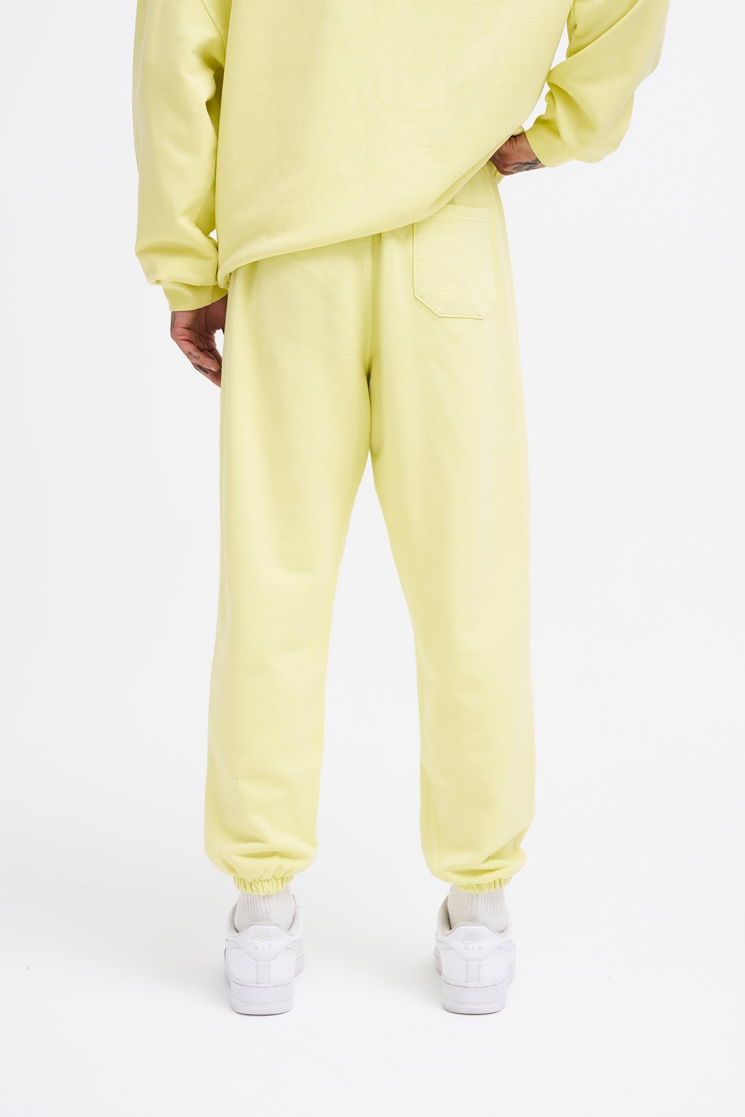 Erkek Yıkamalı Basic Jogger Eşofman Altı Açık Sarı