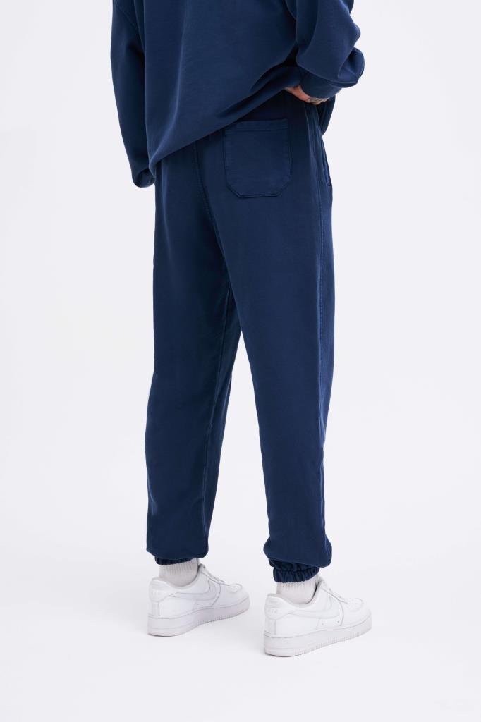 Erkek Yıkamalı Basic Jogger Eşofman Altı Gece Mavisi
