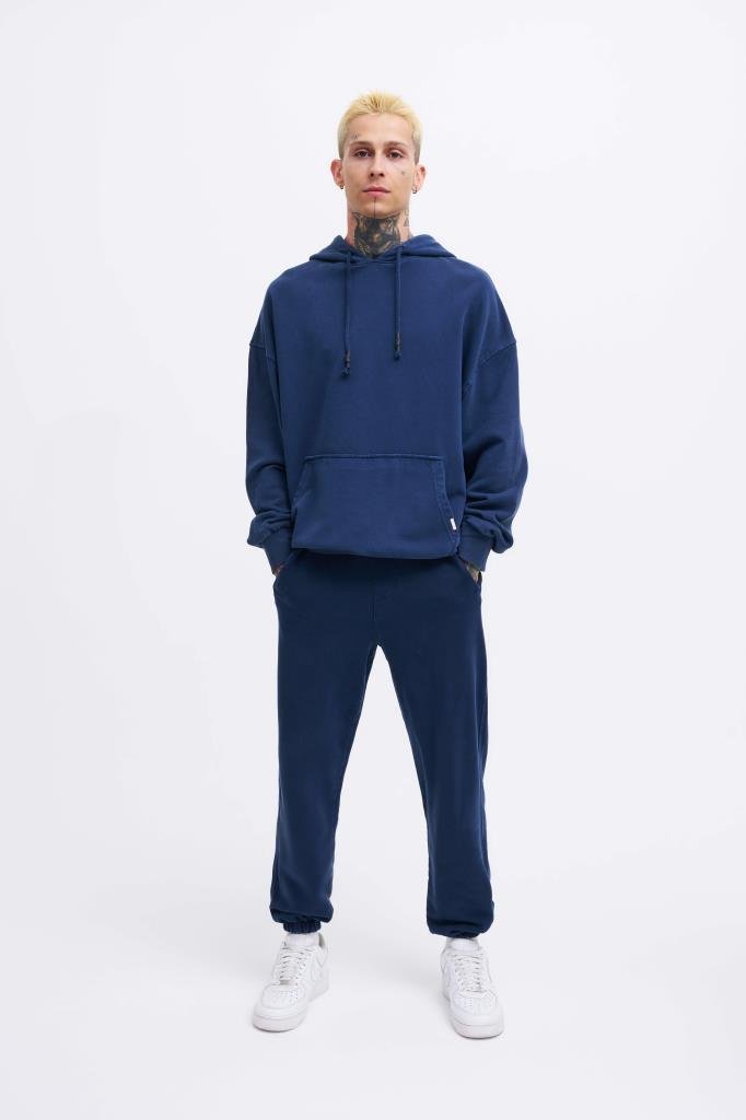 Erkek Yıkamalı Basic Jogger Eşofman Altı Gece Mavisi