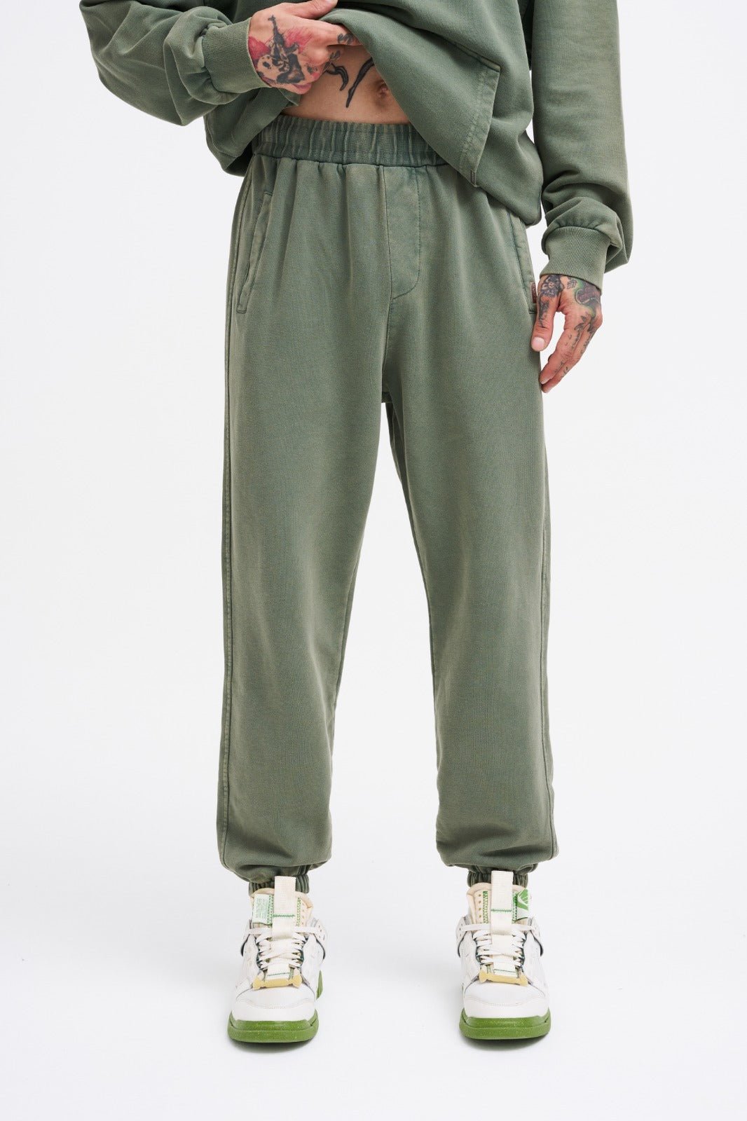 Erkek Yıkamalı Basic Jogger Eşofman Altı Haki