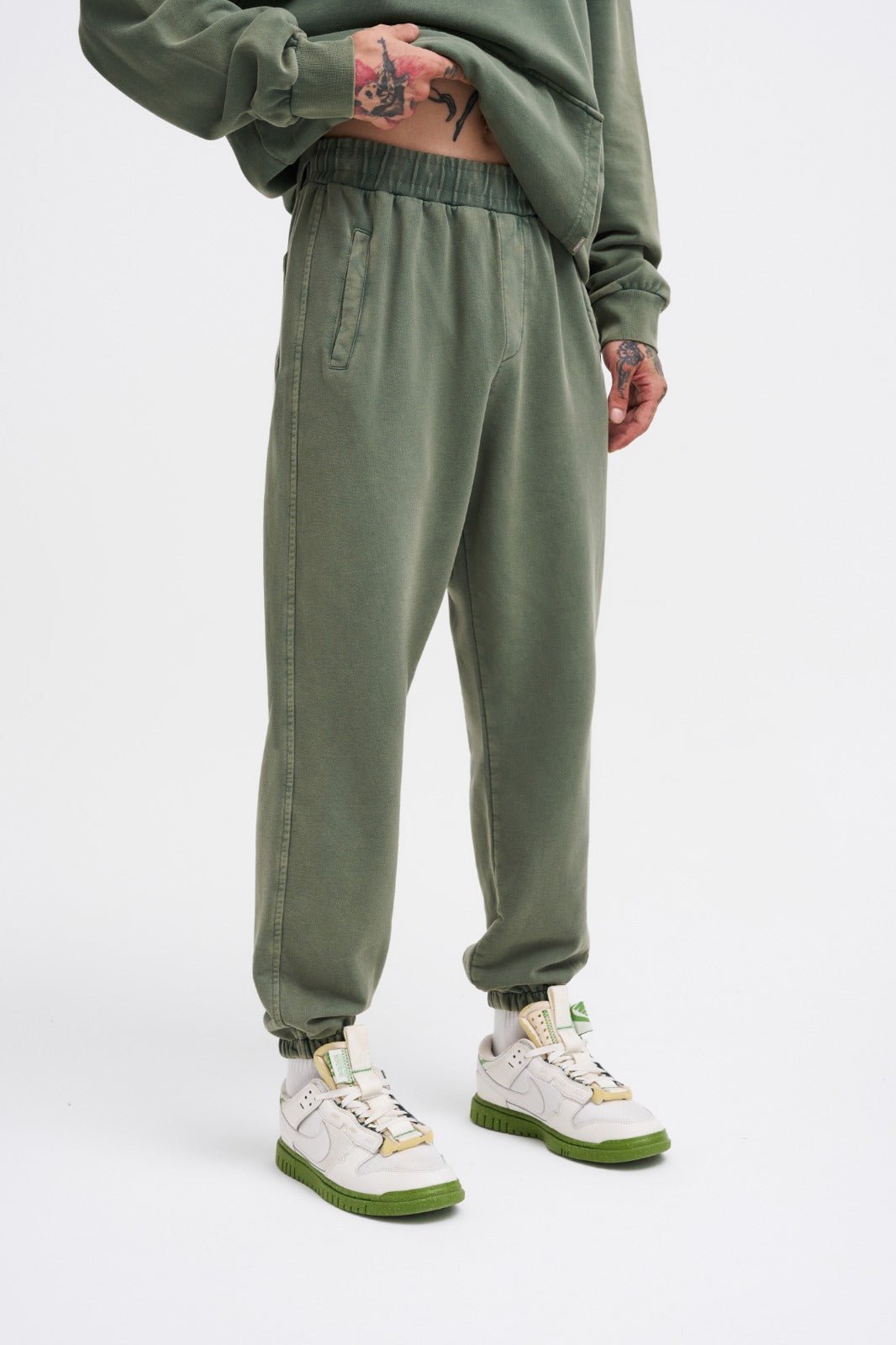 Erkek Yıkamalı Basic Jogger Eşofman Altı Haki
