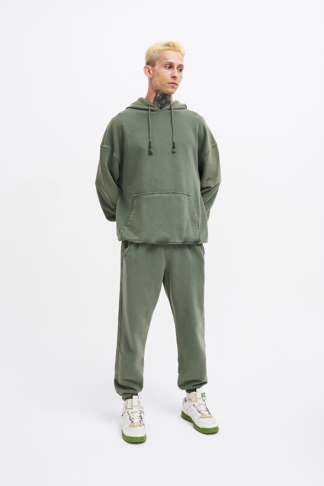 Erkek Yıkamalı Basic Jogger Eşofman Altı Haki