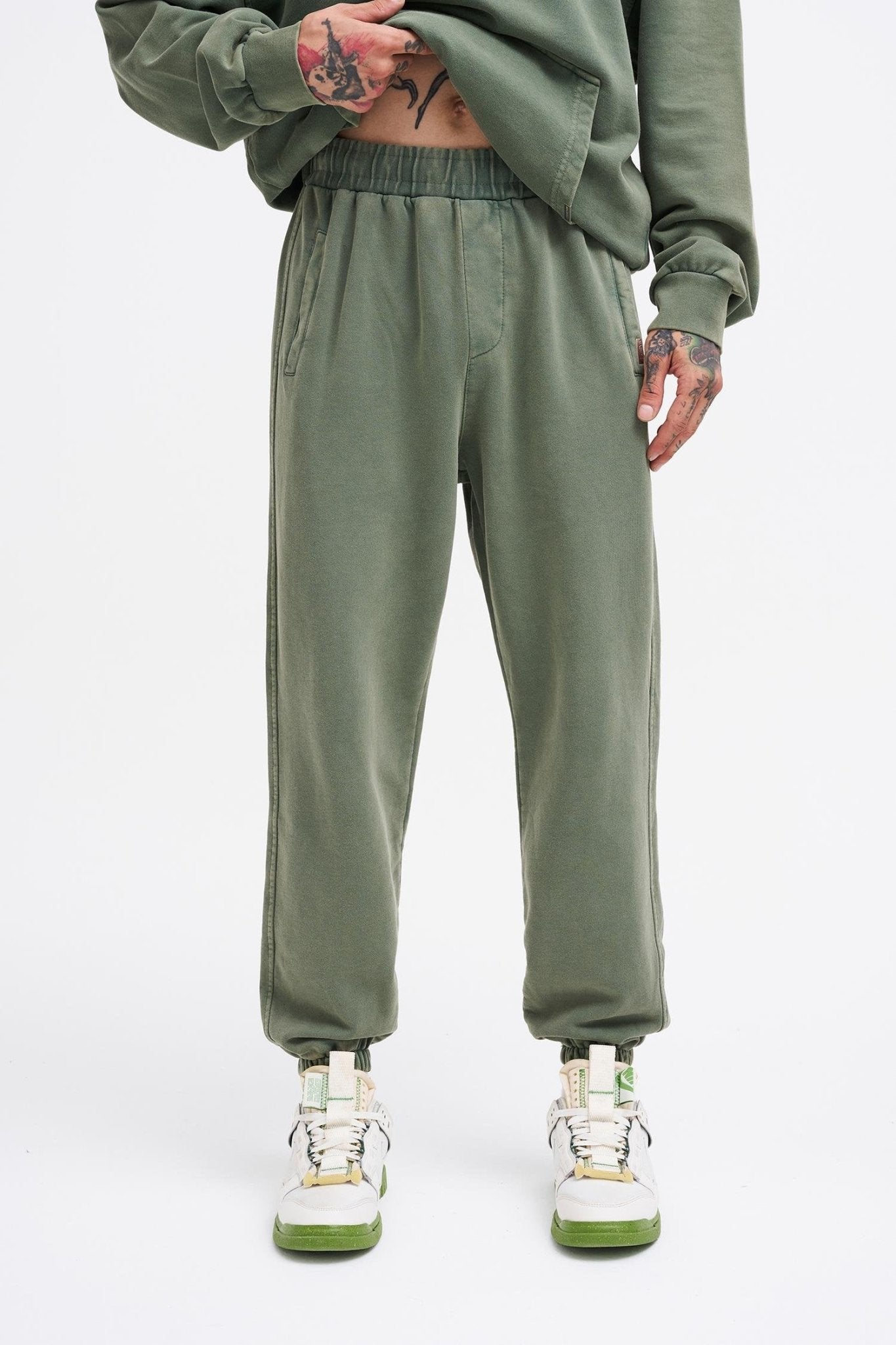 Erkek Yıkamalı Basic Jogger Eşofman Altı Haki