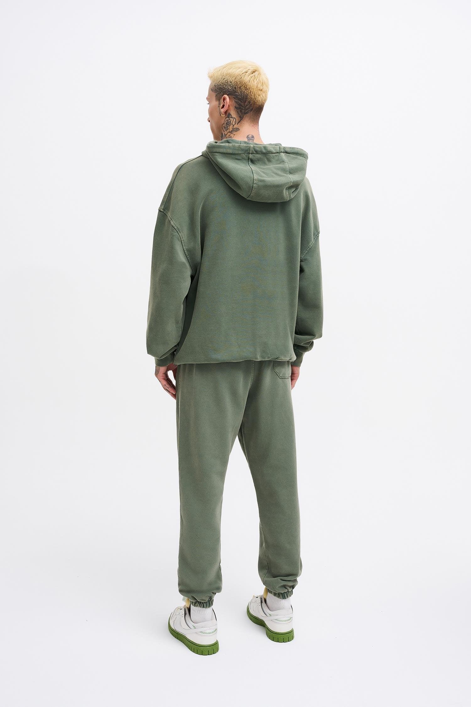 Erkek Yıkamalı Basic Jogger Eşofman Altı Haki