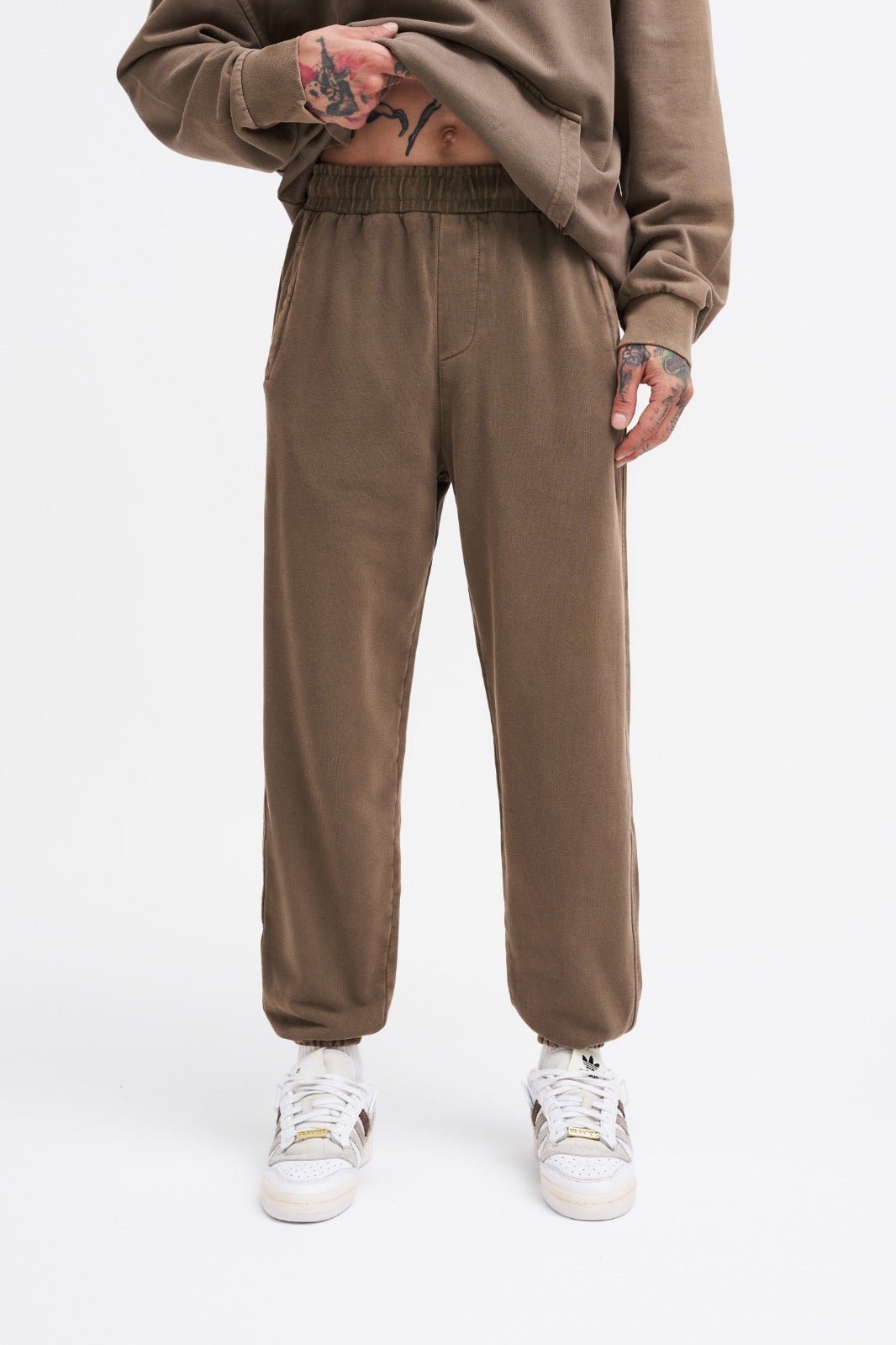 Erkek Yıkamalı Basic Jogger Eşofman Altı Kahverengi