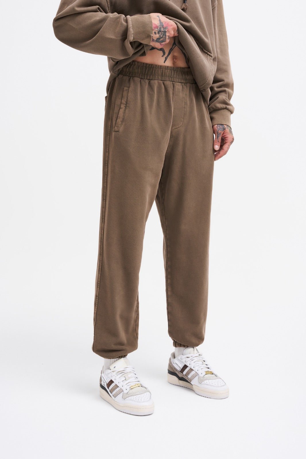 Erkek Yıkamalı Basic Jogger Eşofman Altı Kahverengi